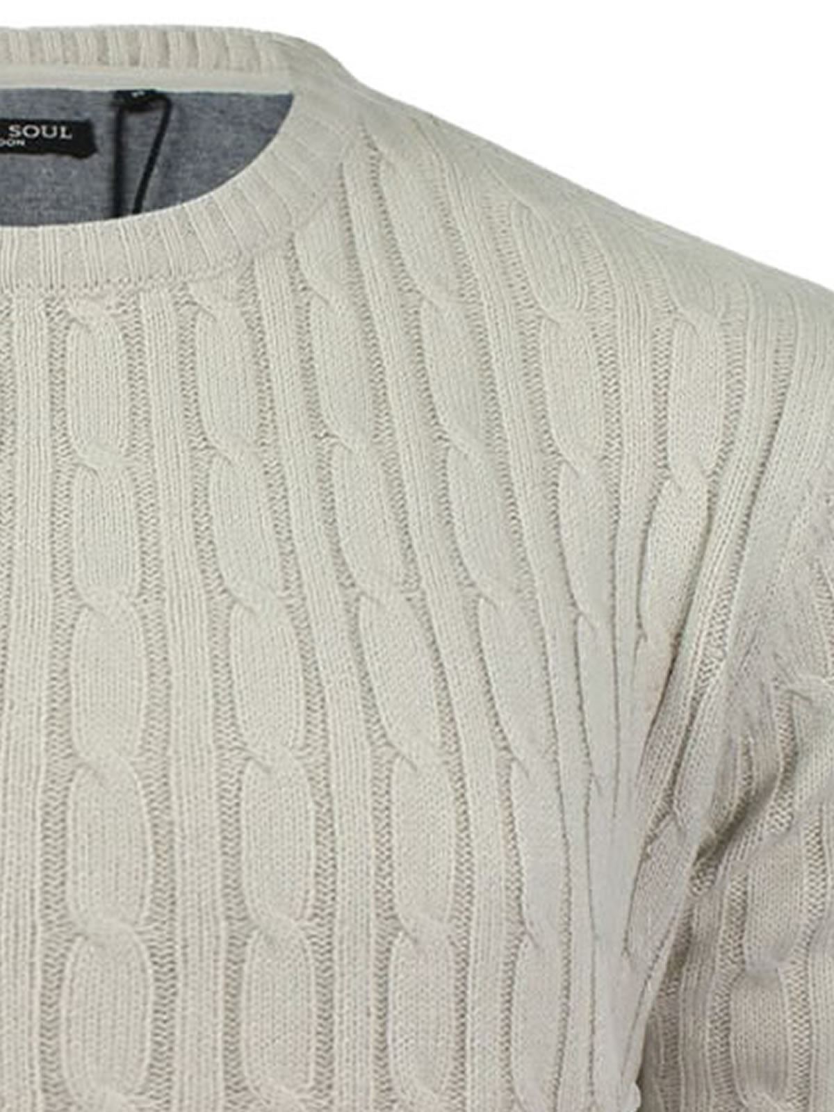 Mens Jumper Brave Soul Mao Cable Knit Crew Neck Sweater