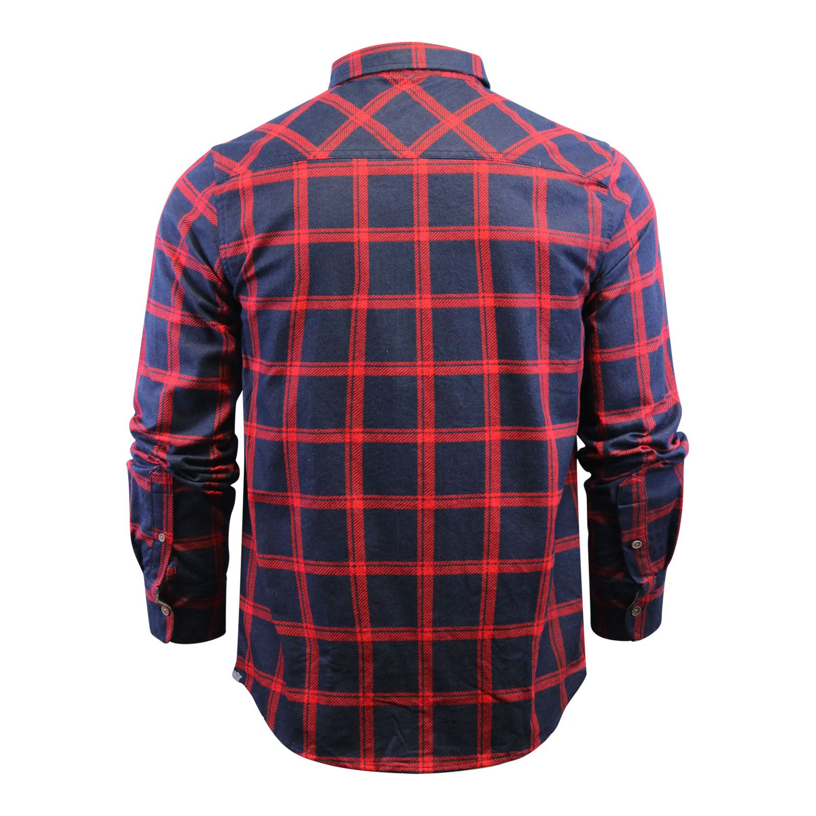Brave Soul Mendell Mens Check Camicia Flanella Cotone Spazzolato Manica Lunga Casual