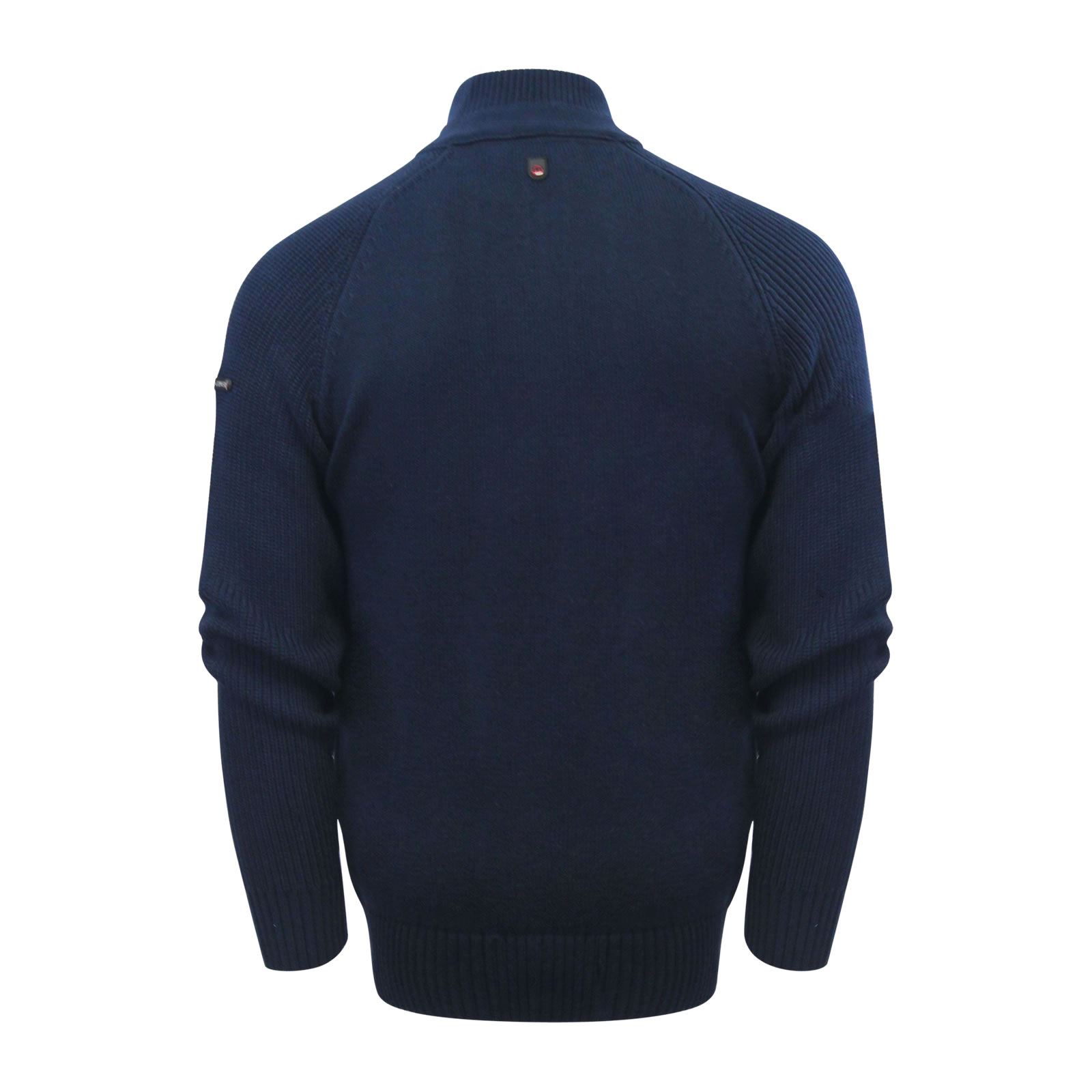 Duck /& Cover Stern Mens Cardigan Jumper Cotton Zip Up Funnel Neck Sweater