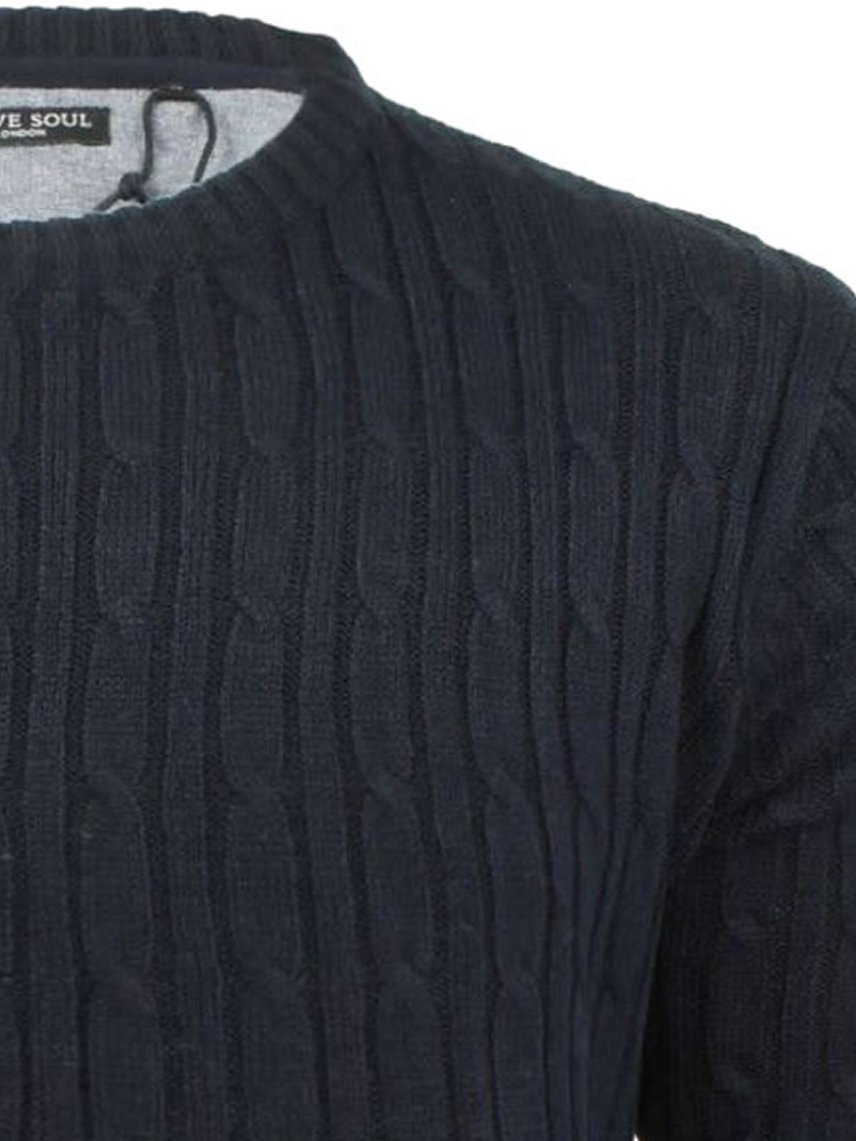 Mens Jumper Brave Soul Mao Cable Knit Crew Neck Sweater