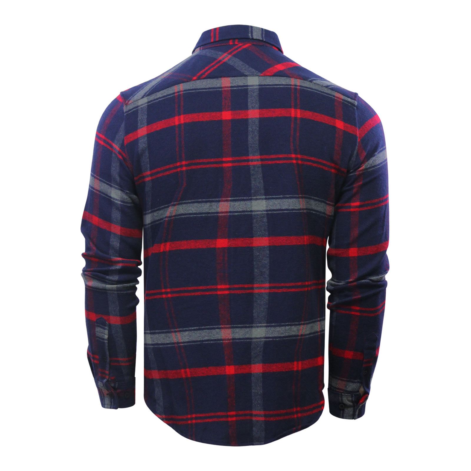 Crosshatch fitzroya cupressoides Mens Check Camicia Flanella Cotone Spazzolato Manica Lunga