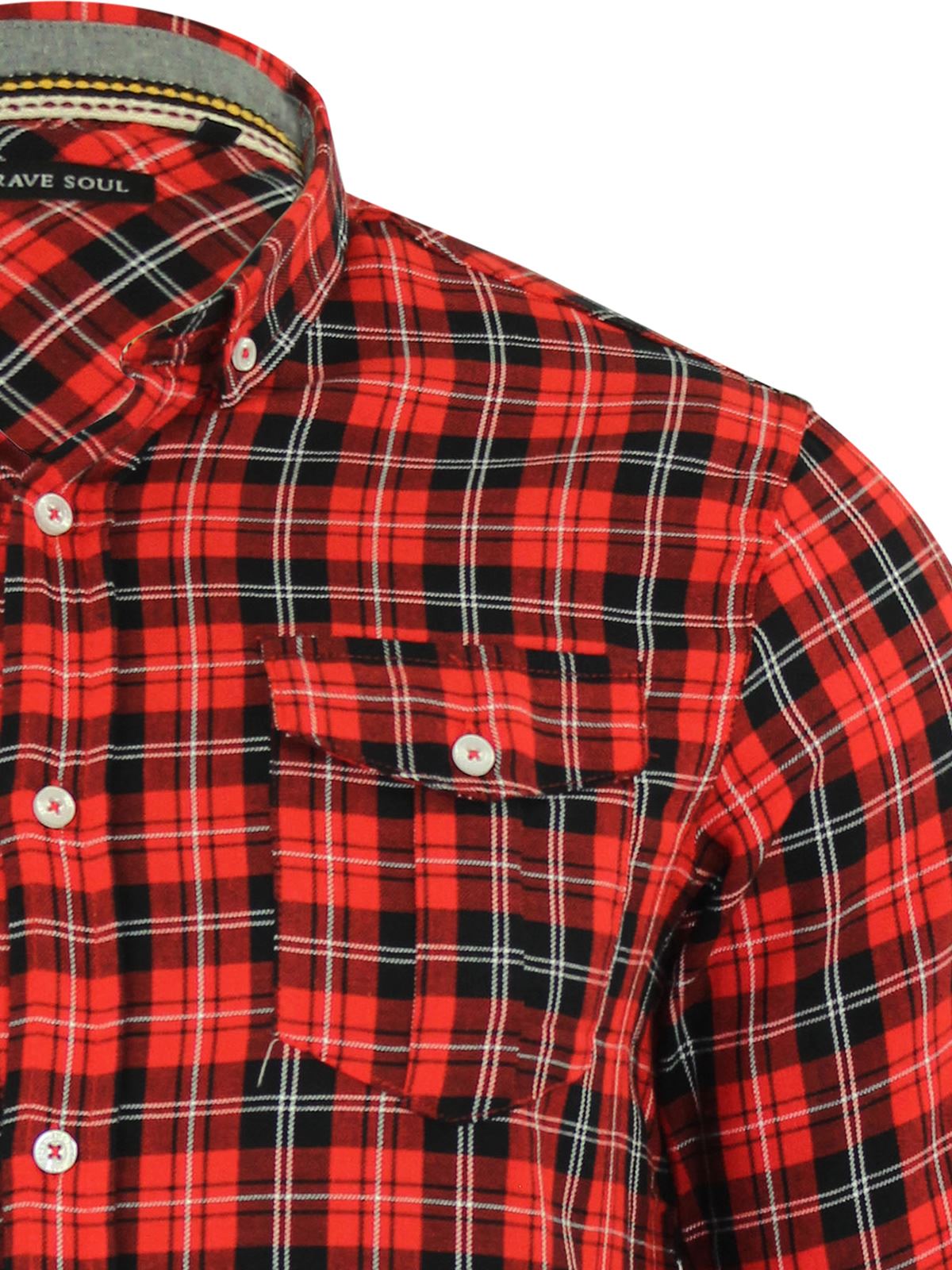 Brave Soul Cône Homme Chemise à carreaux en coton à manches longues Top Casual