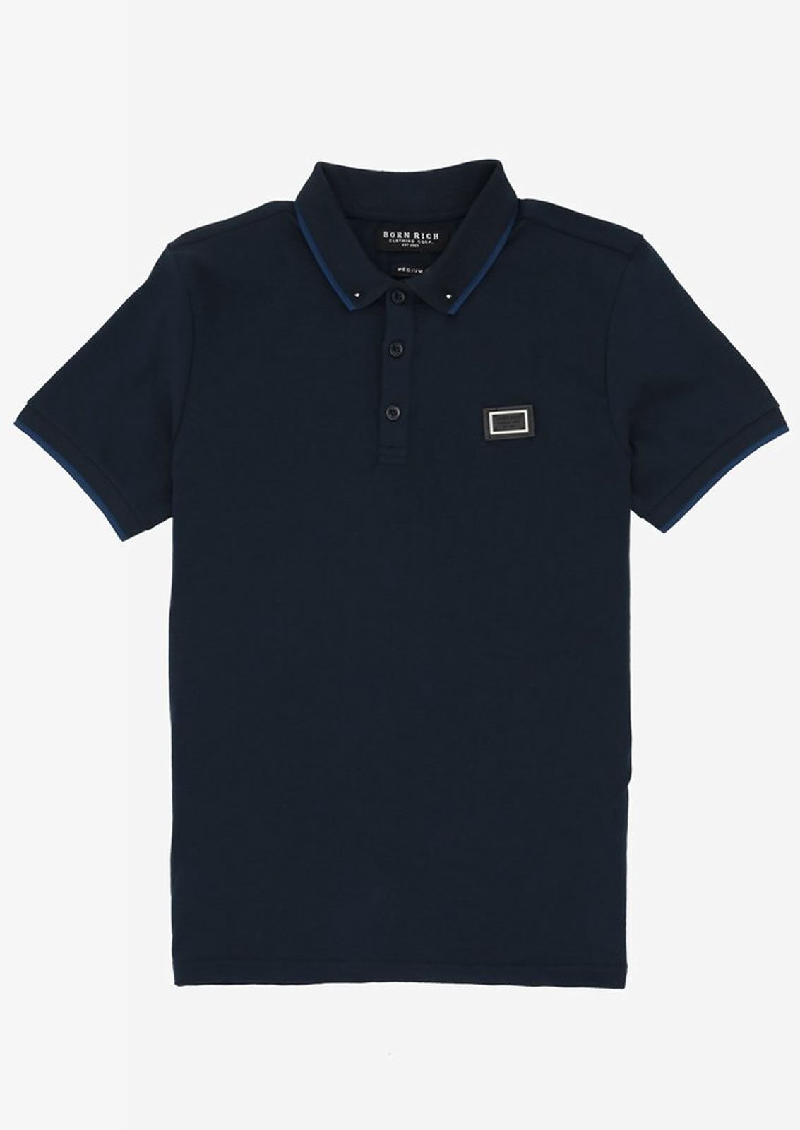 Da Uomo Polo T Shirt nato ricco dal denaro Abbigliamento IOLITE con Borchie Collare Top Casual