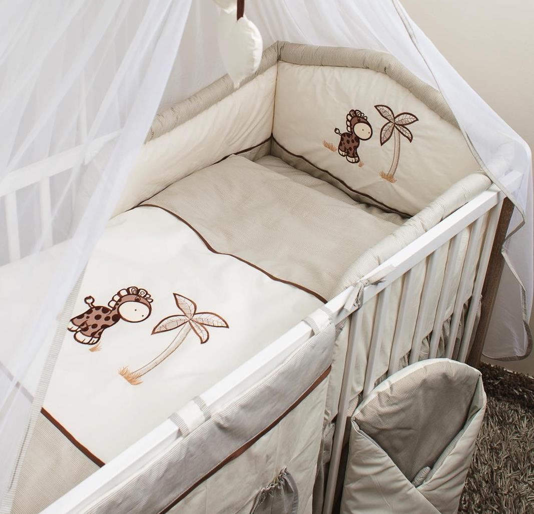 3-teiliges Baby Bettwäsche Set 120x60//140x70 mit Kinderbett Schutz Giraffe