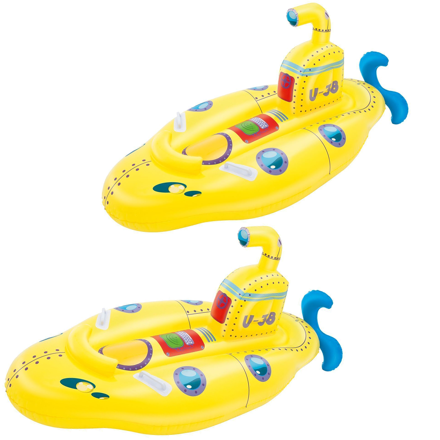 Yellow PACK OF 2 Inflatable Boat Float Ride-On Submarine Rider with Periscope