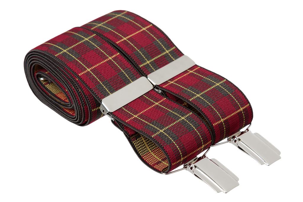 Quality Mens Tartan Trouser Braces Strong Silver Clips XL XXL XXXL Extra Long