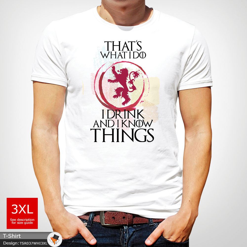 Game of thrones That/'s What I Do I Drink /& I know Things T-Shirt Mens Gray