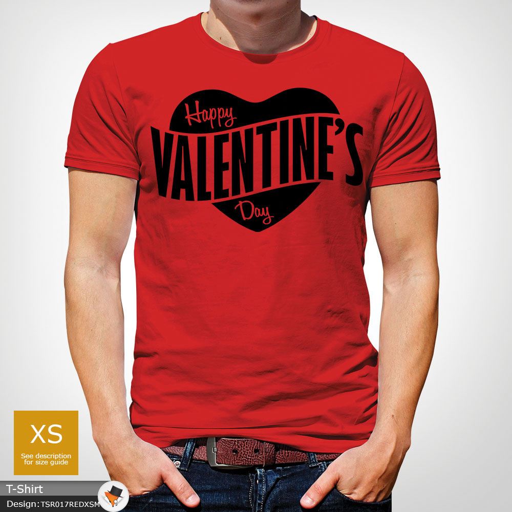 Mens Boys Happy Valentines Day Heart Logo Party Designer T Shirt Top Blue