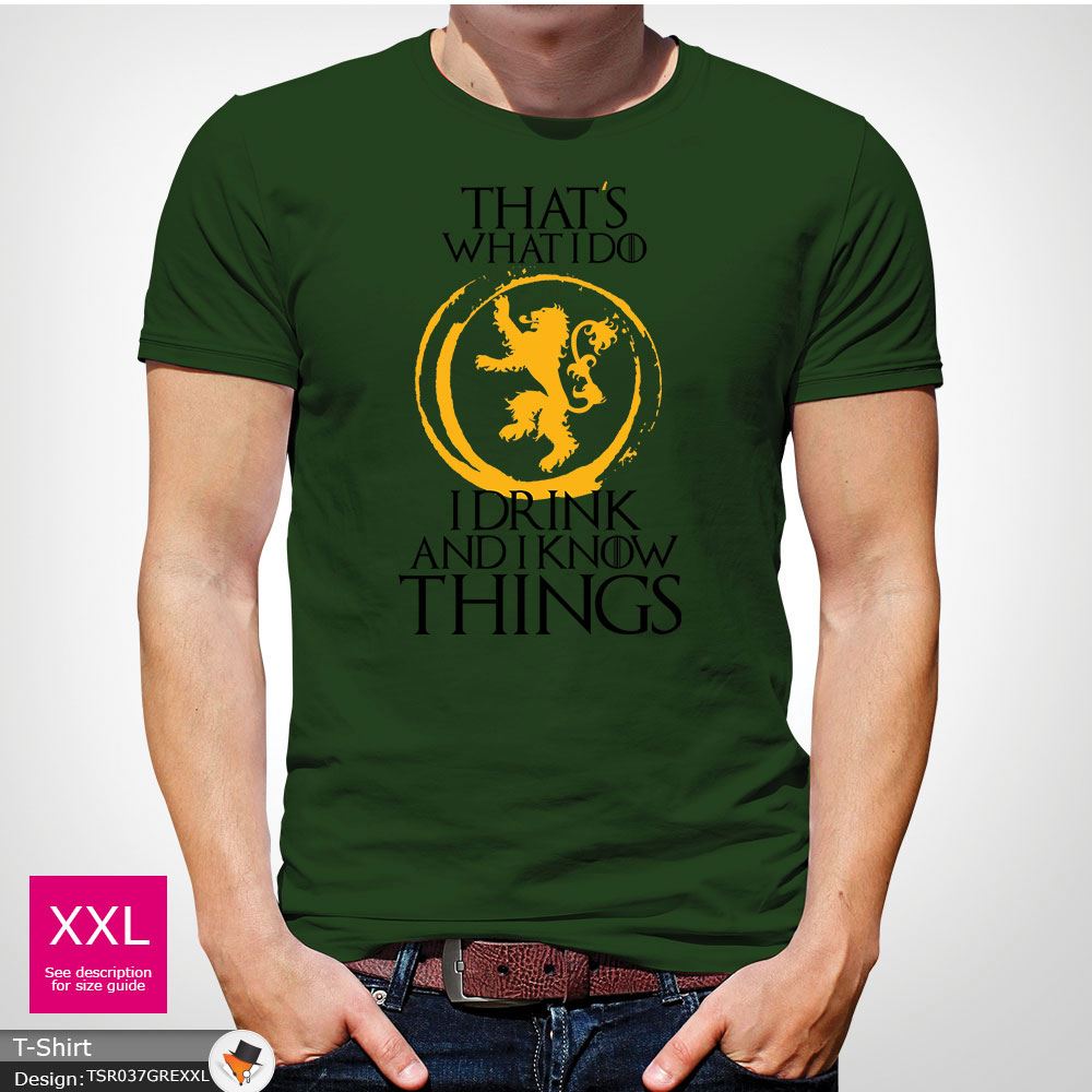 Game of thrones That/'s What I Do I Drink /& I know Things T-Shirt Mens Gray