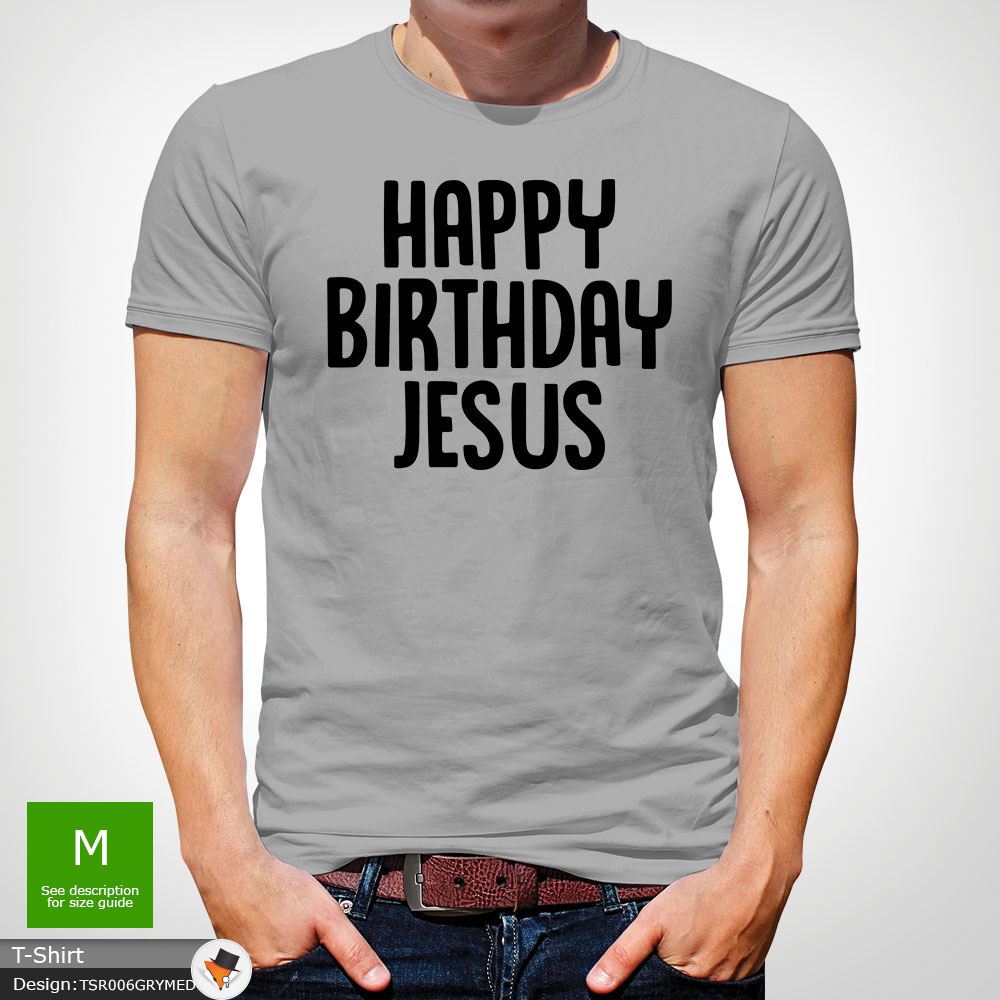 Happy Birthday Jesus/' Christmas T shirt Alternative Religious Funny Weird Red