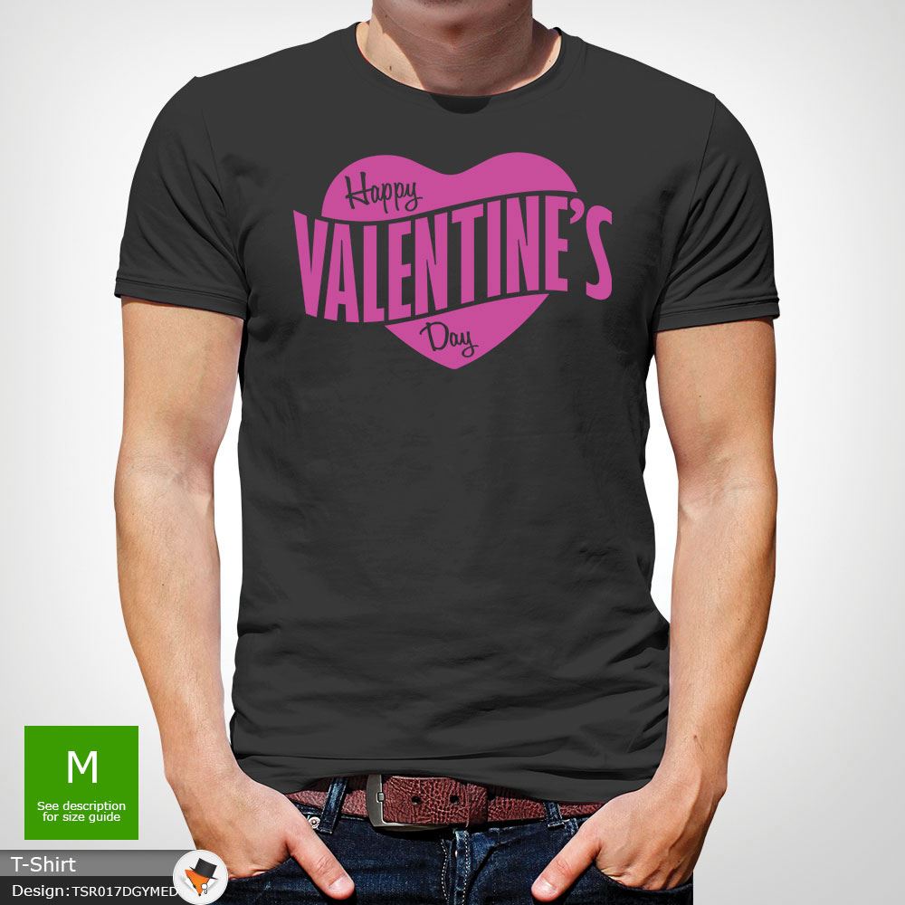 Mens Boys Happy Valentines Day Heart Logo Party Designer T Shirt Top Blue