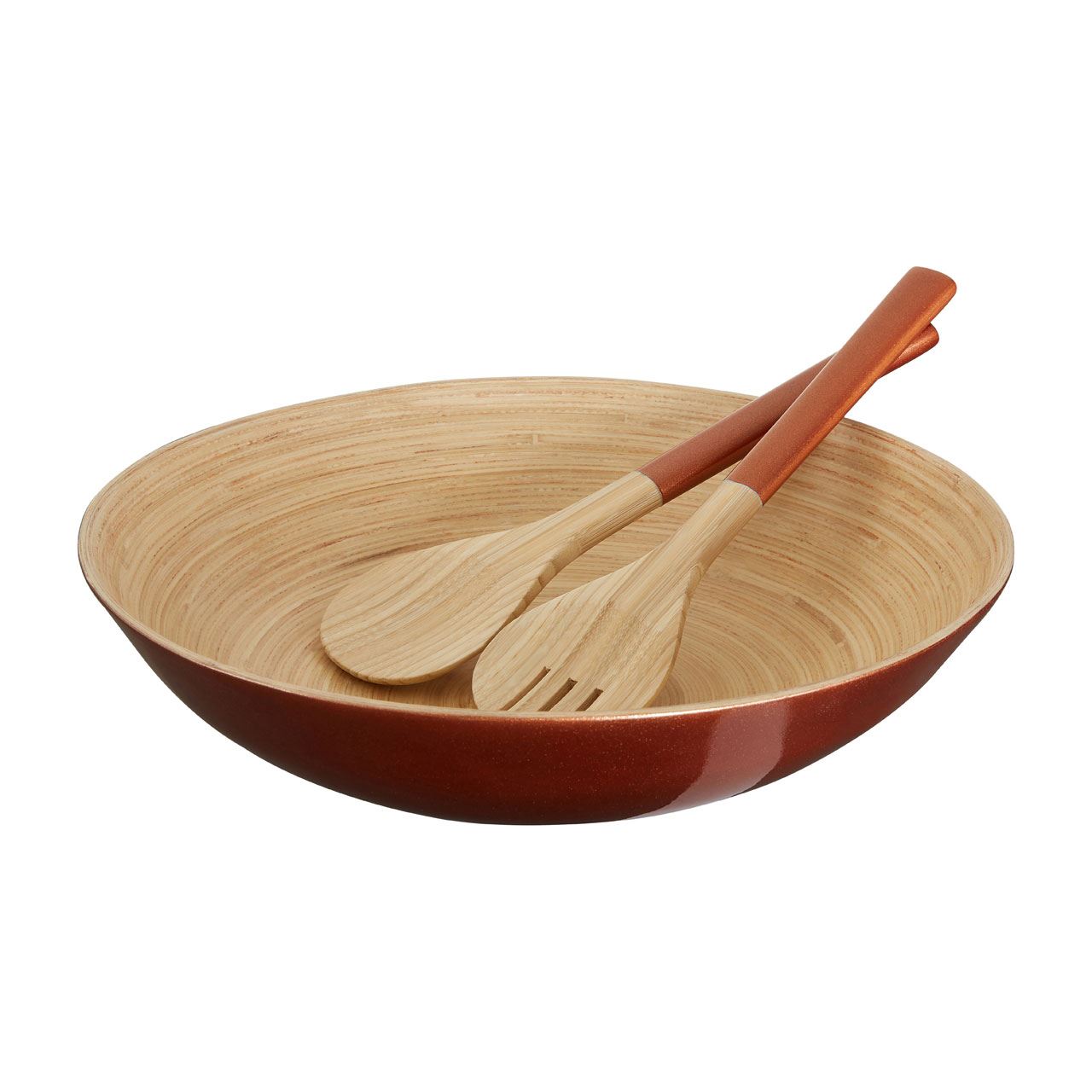 Salad Bowl /& ServersHandcraftedHygienic /& Stain-Resistant BambooGold