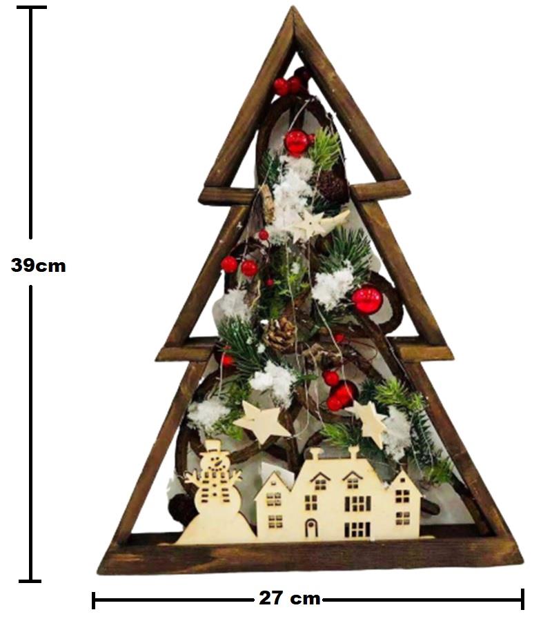 Natural LED 3D Frame PreLit Christmas Xmas Party Wall Hanging Ornament