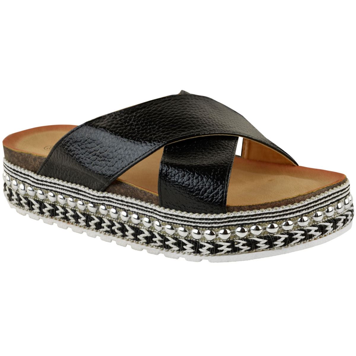Womens Bow Flatform Sandals Peep Toe Ladies Pearl Stud Wedges Shoes Platform