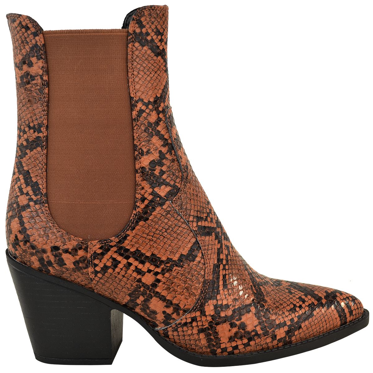Womens Ladies Mid High Block Cuban Heel Ankle Boots Pointed Stretch Pull On Shoe