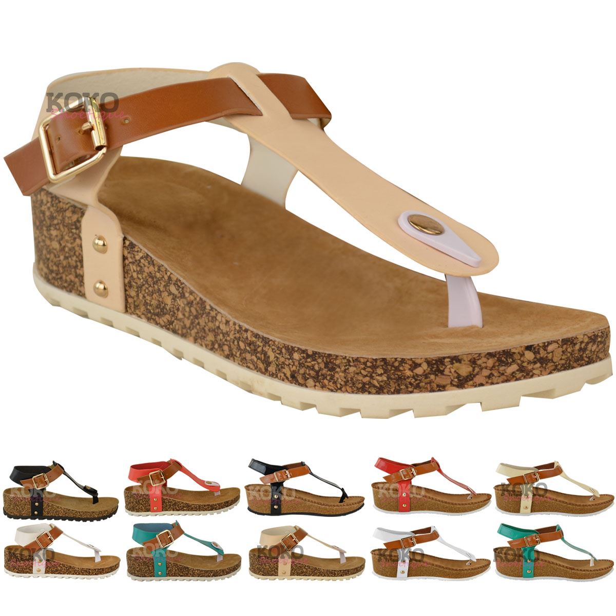 New Ladies Womens Wedge Comfort Sandals Cushioned Flip Flops Footbed Shoes Size
