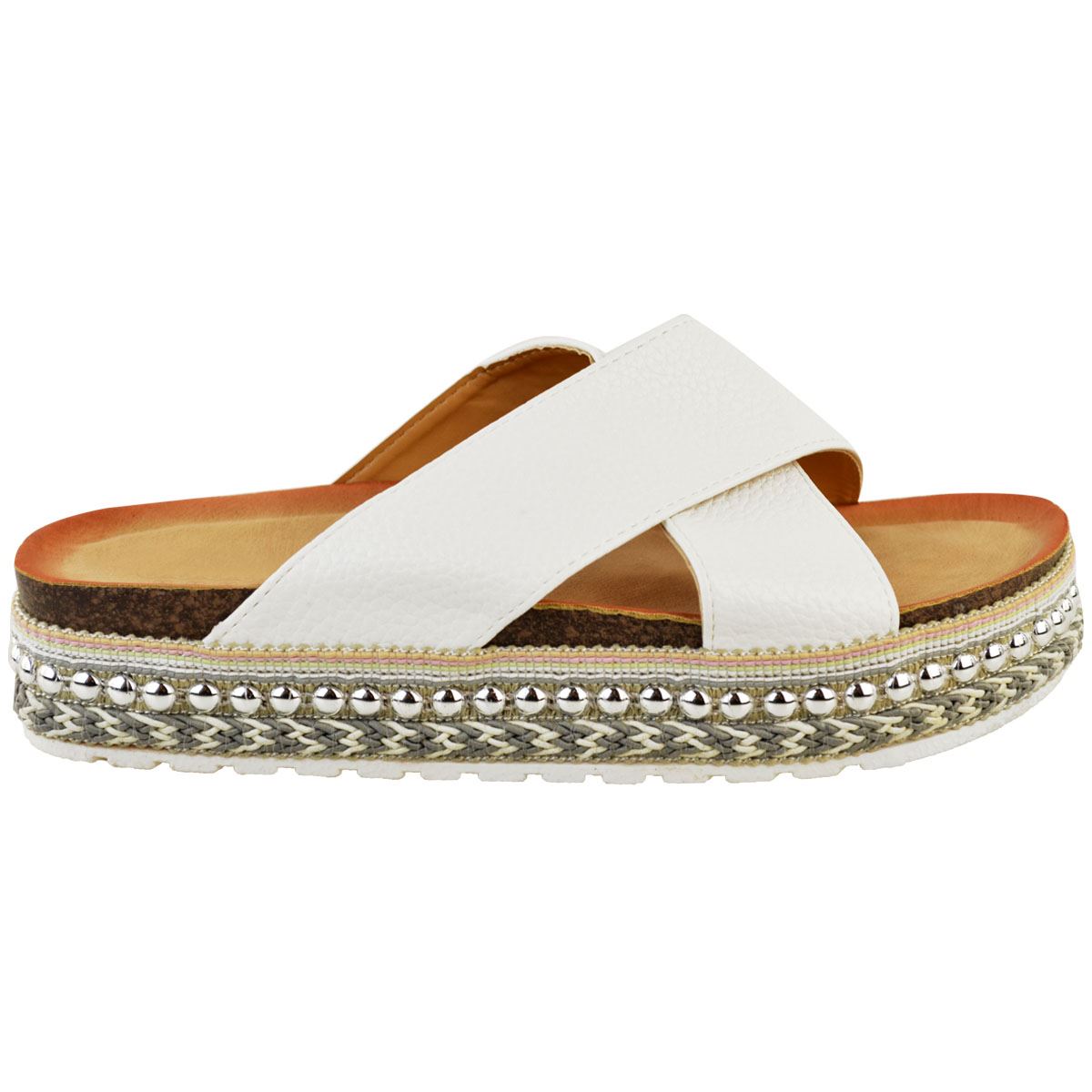 Womens Bow Flatform Sandals Peep Toe Ladies Pearl Stud Wedges Shoes Platform