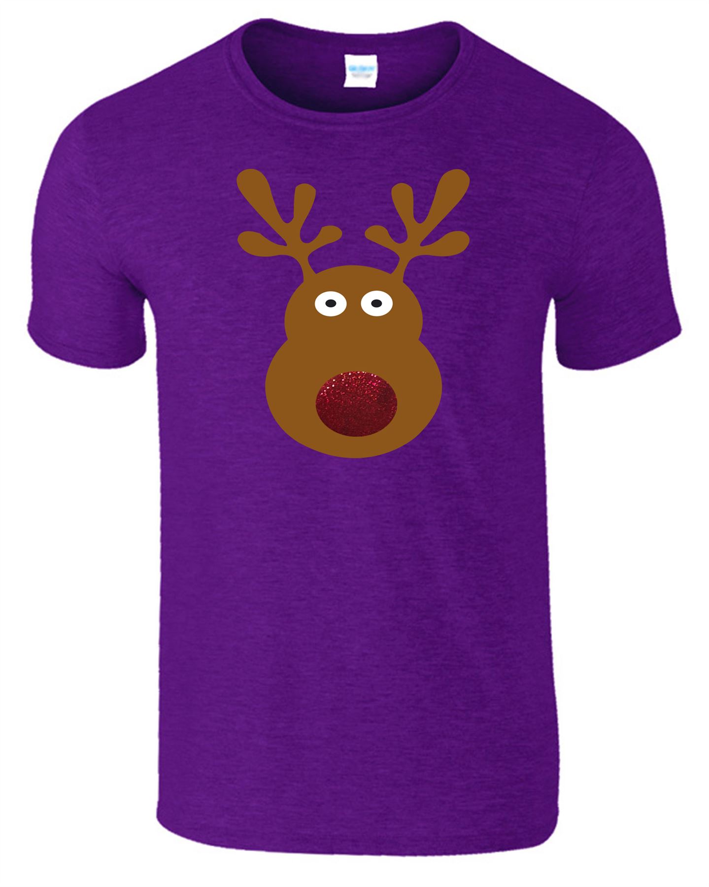 Rudolph Reindeer Glitter Nose Mens Kids T-Shirt Merry Christmas Xmas Gift TShirt