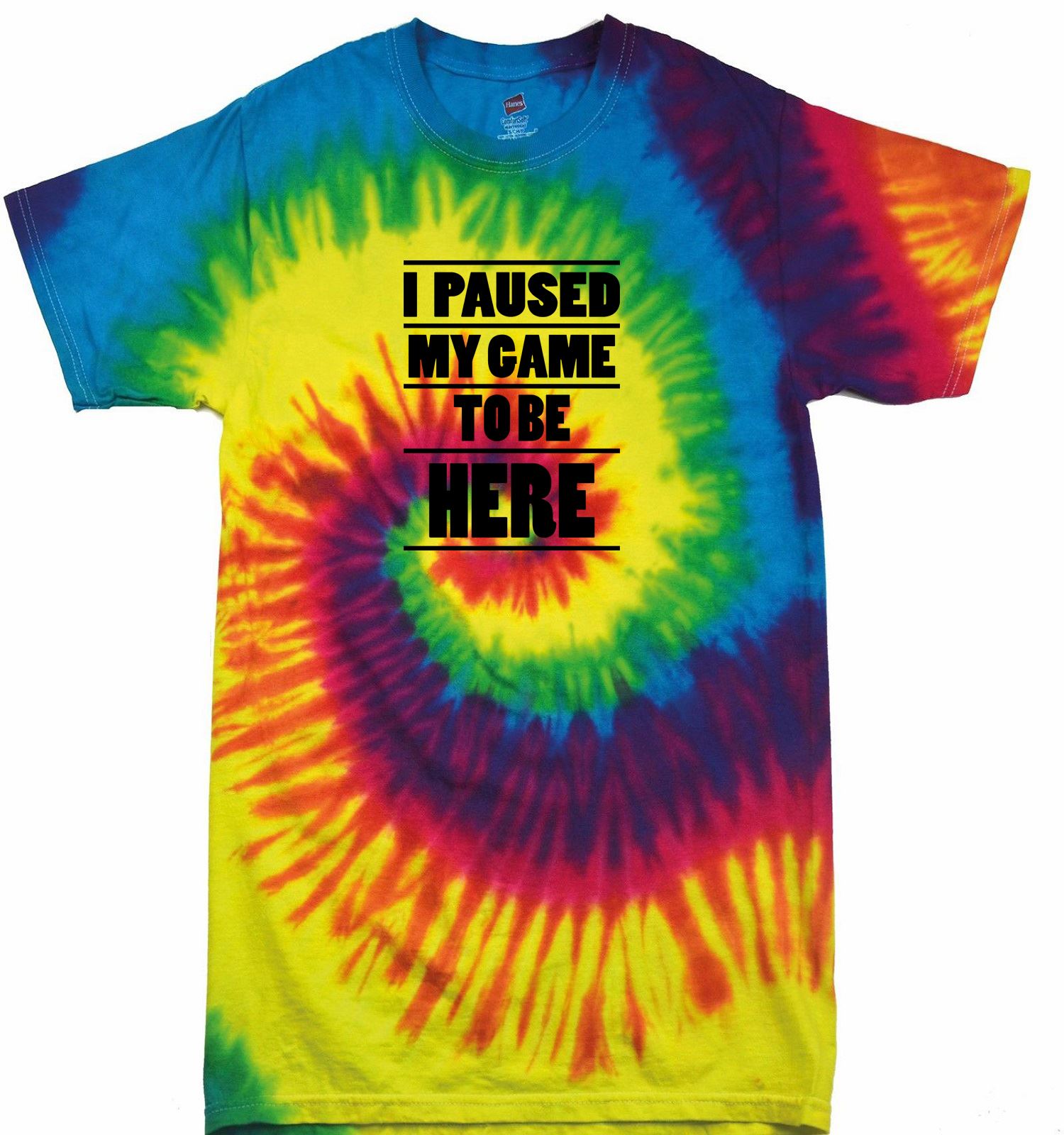 ColorTone Tie Dye I Paused My Game To Be Here Kids TShirt Gaming Funny Joke Tee