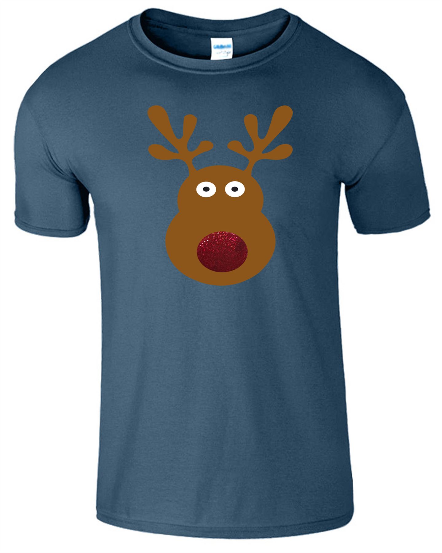 Rudolph Reindeer Glitter Nose Mens Kids T-Shirt Merry Christmas Xmas Gift TShirt