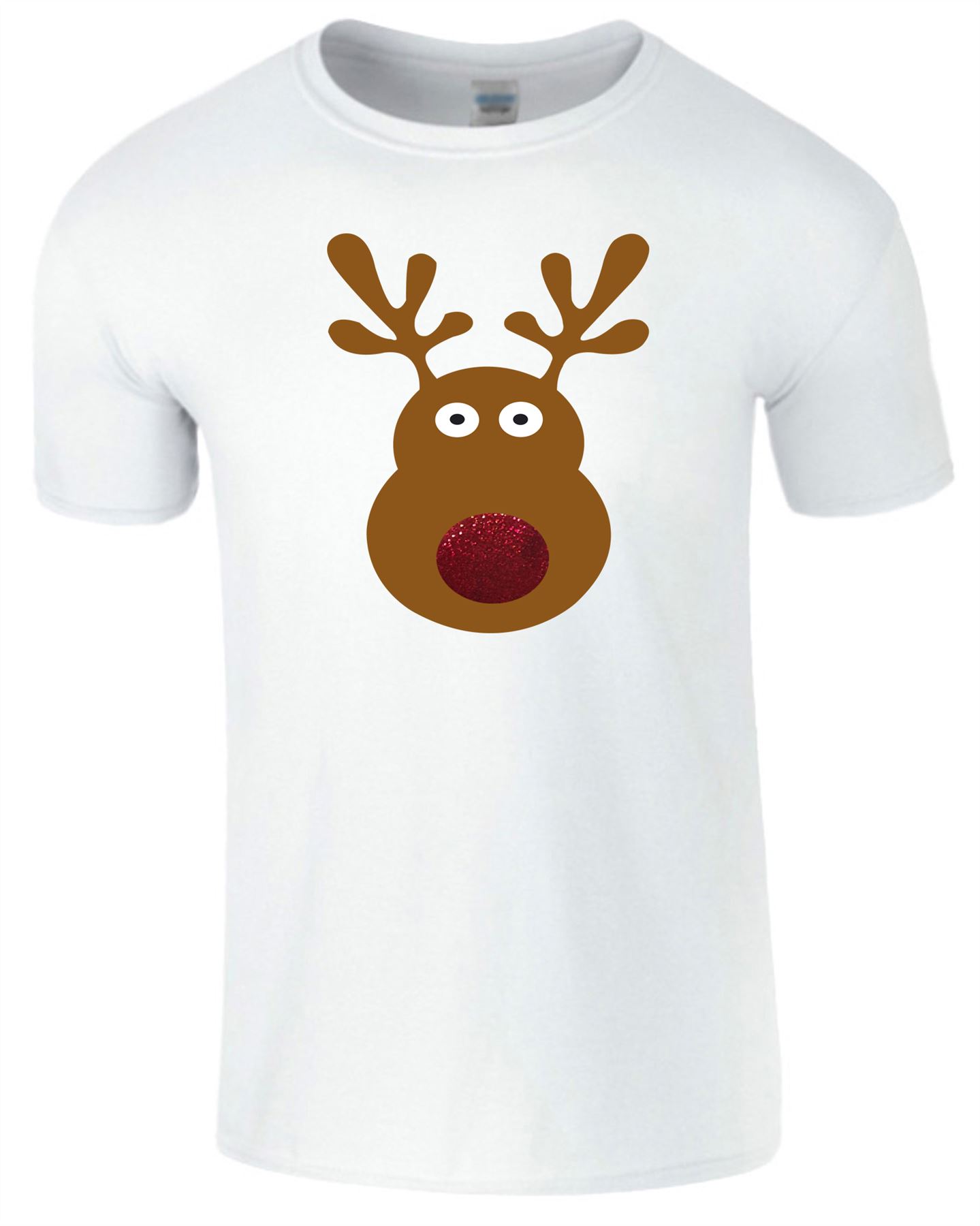 Rudolph Reindeer Glitter Nose Mens Kids T-Shirt Merry Christmas Xmas Gift TShirt