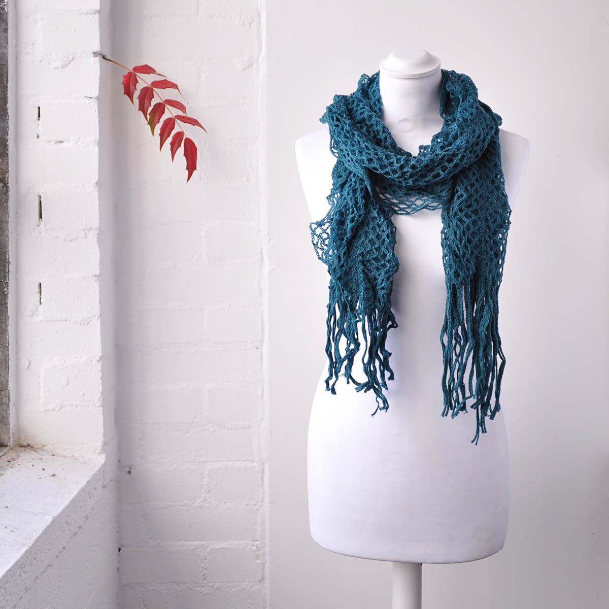 Women Knitted Plain Scarf Winter Ruffles Elasticated Fabric Long Scarves
