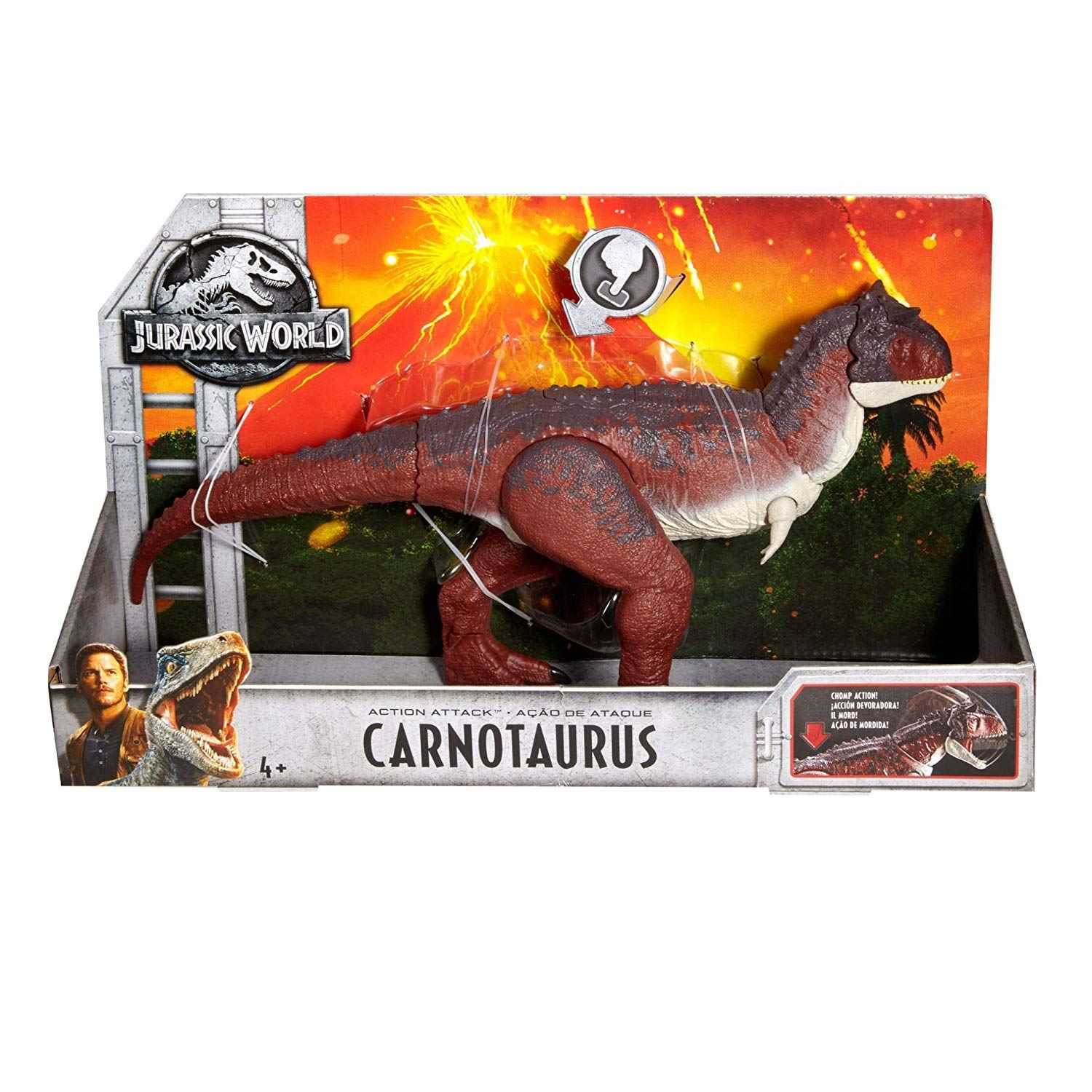 JURASSIC WORLD azione attacco CARNOTAURUS sastrei STEGOSAURO dinosauro Figure