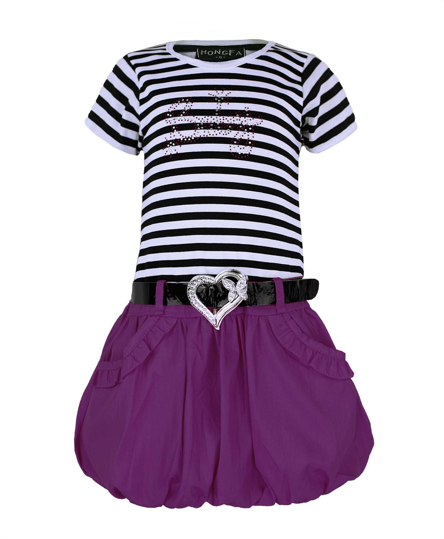 Filles belted robe à manches courtes /& gilet Set Strass baby Design 3-12 y