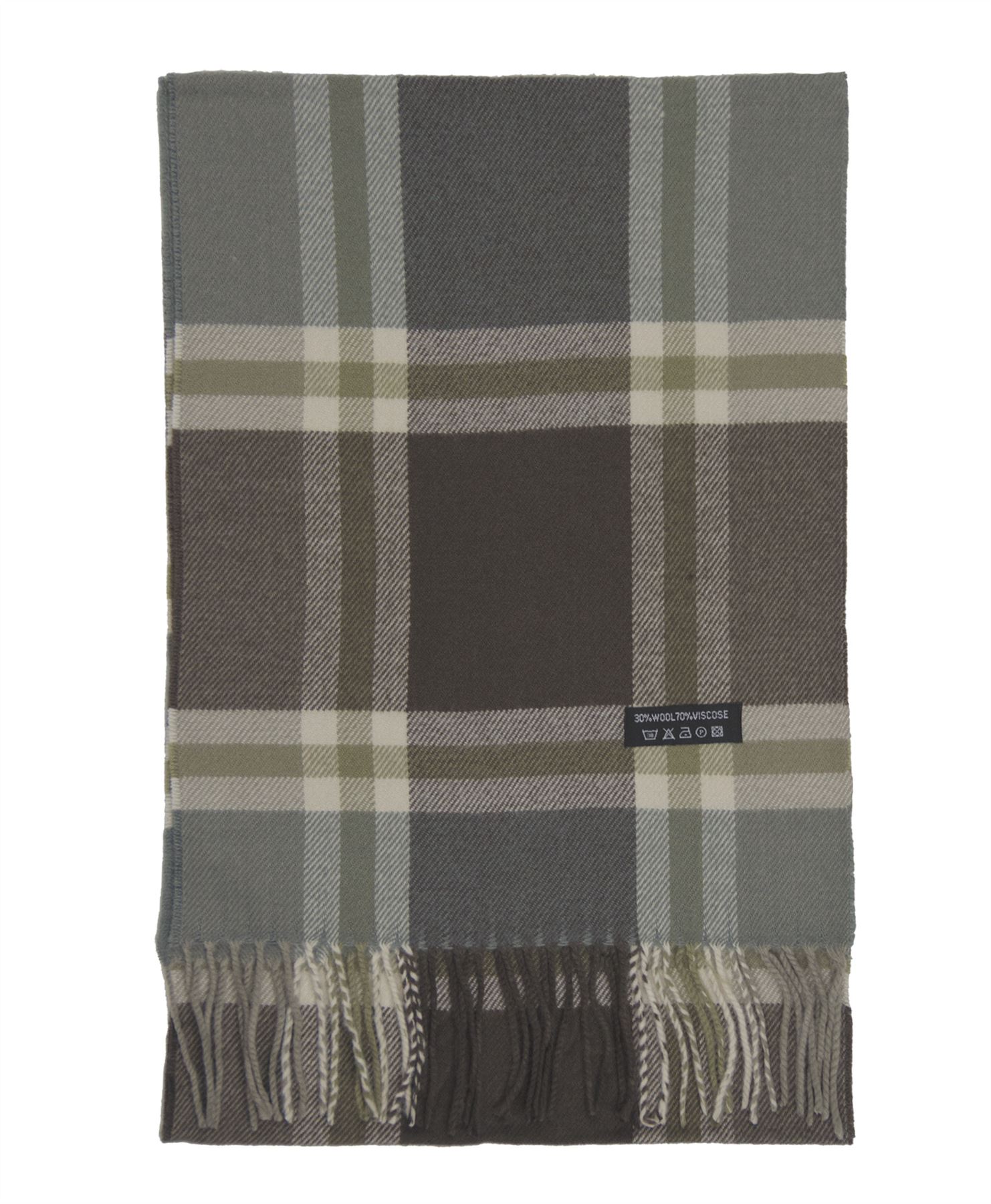 Unisex Tartan Print Scarf Men Wool Blend Fringing Wrap Women Cosy Long Scarves