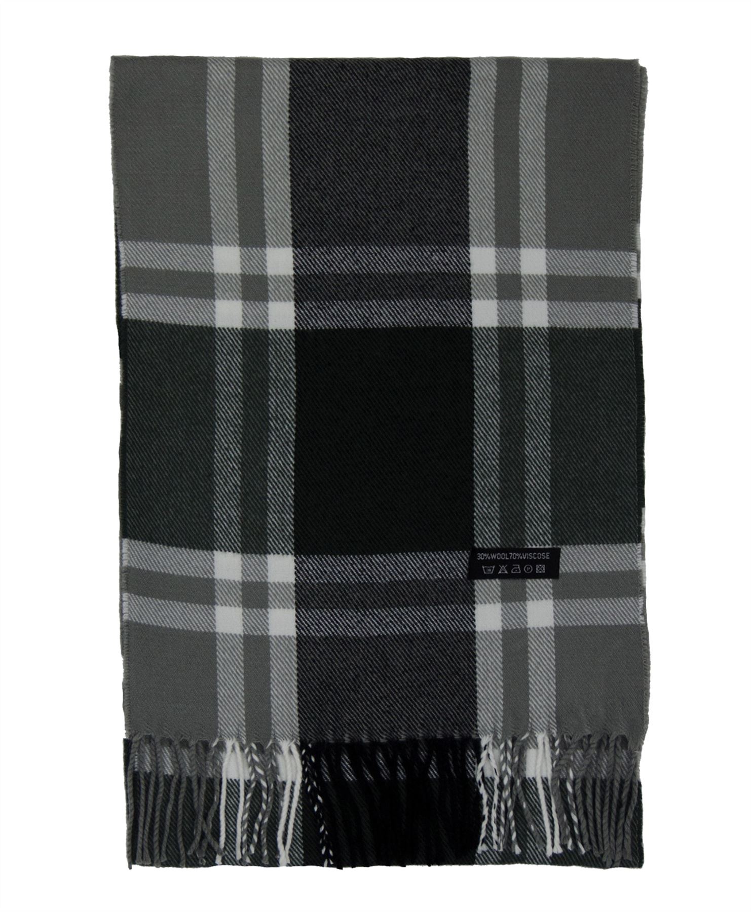 Unisex Tartan Print Scarf Men Wool Blend Fringing Wrap Women Cosy Long Scarves