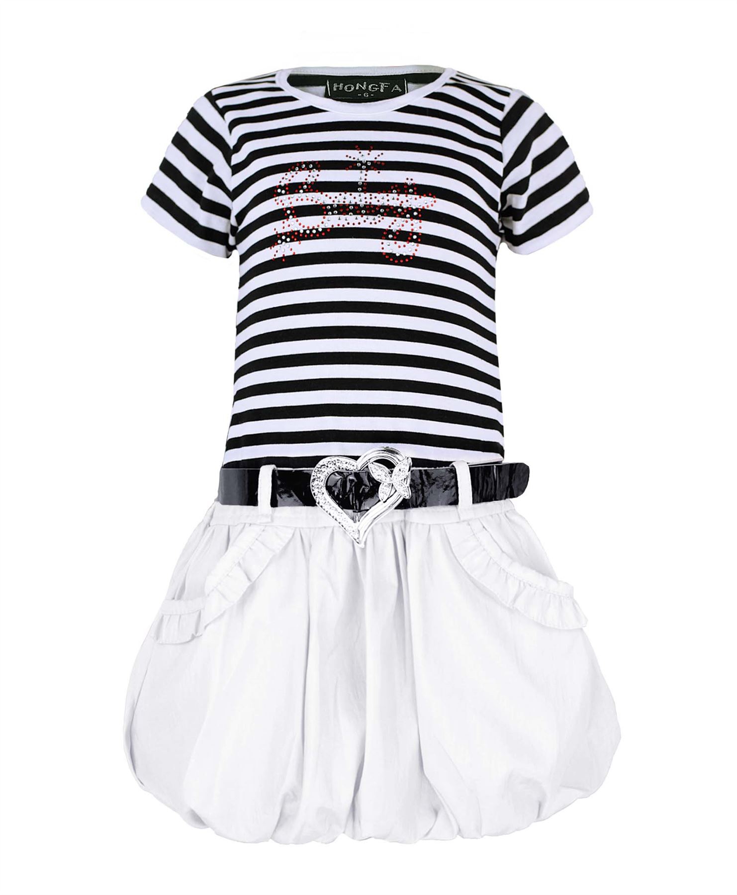 Filles belted robe à manches courtes /& gilet Set Strass baby Design 3-12 y