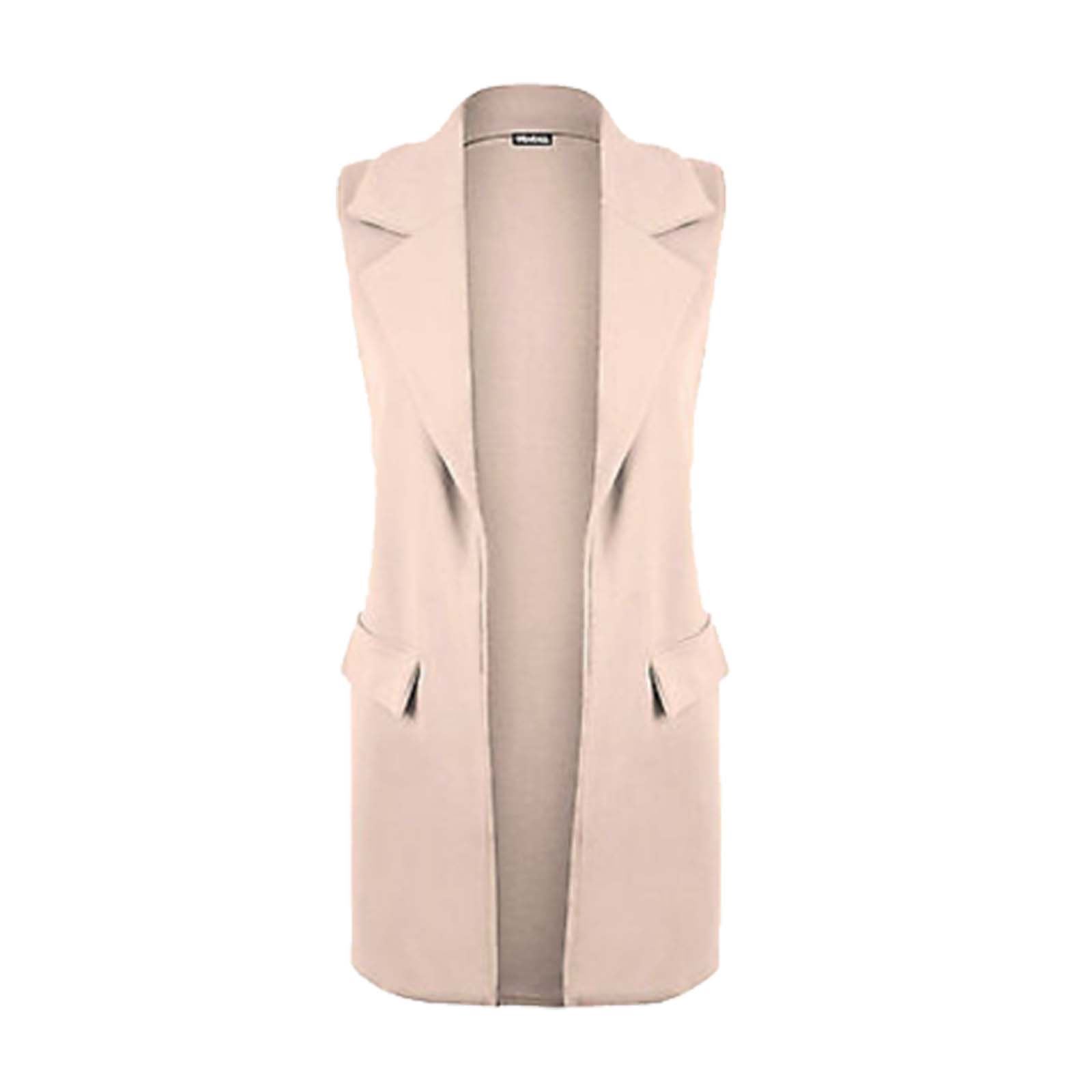 Womens Sleeveless Celeb Long Duster Coat Womens Waistcoat Blazer Cardigan Tops