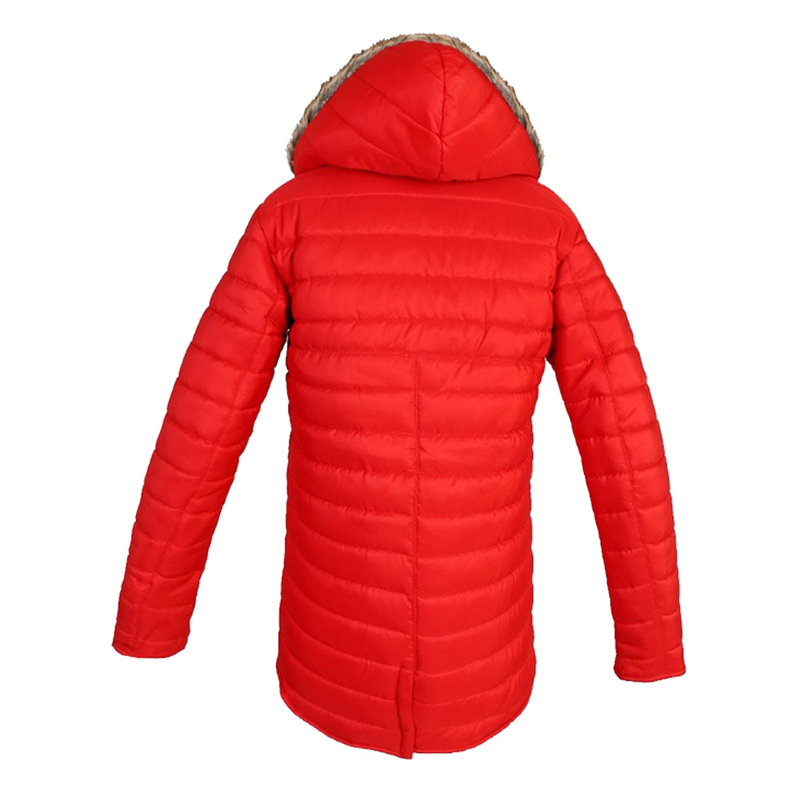 Women Faux Fur Quilted Padded Puffer Jacket Ladies Warm Zip Up Hooded Parka Coat