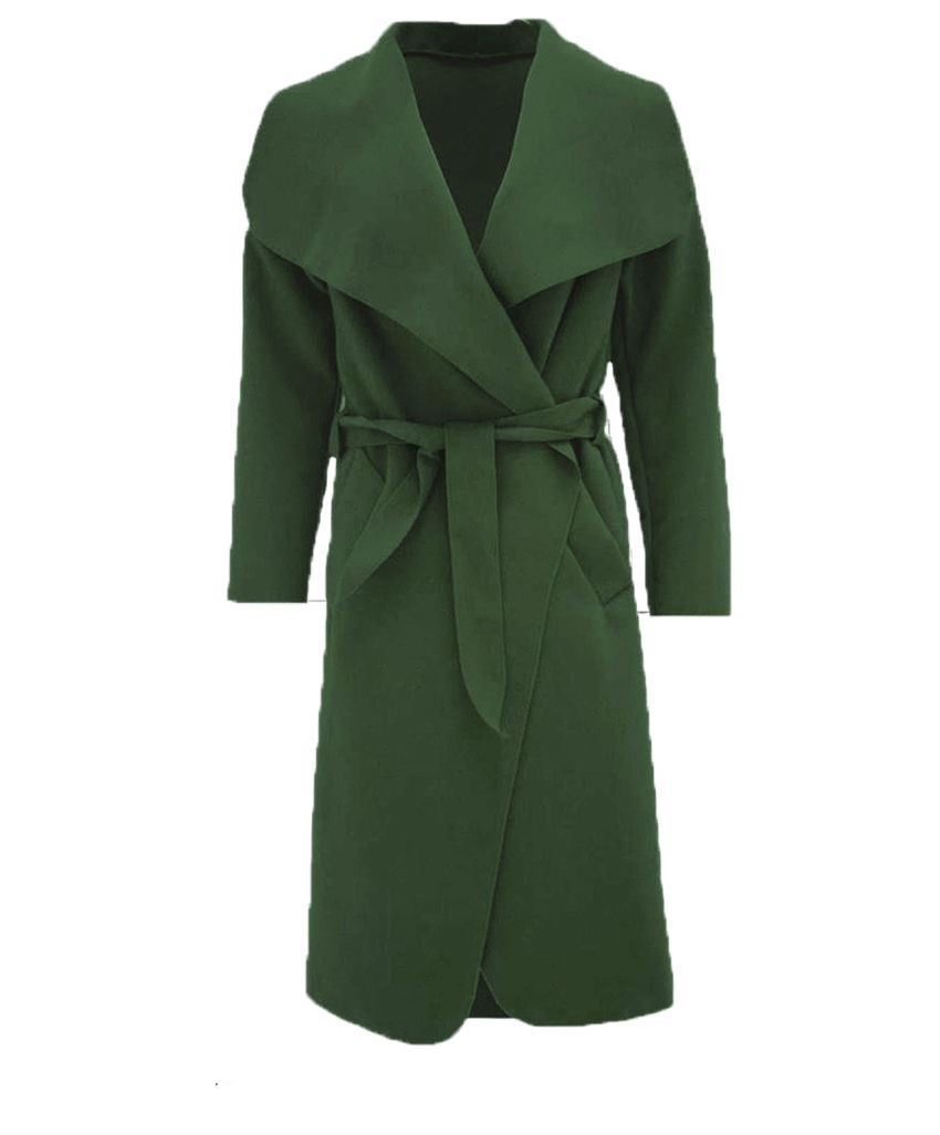 Ladies Italian Waterfall Long Coat Womens Oversized Belted Celeb Drape Duster
