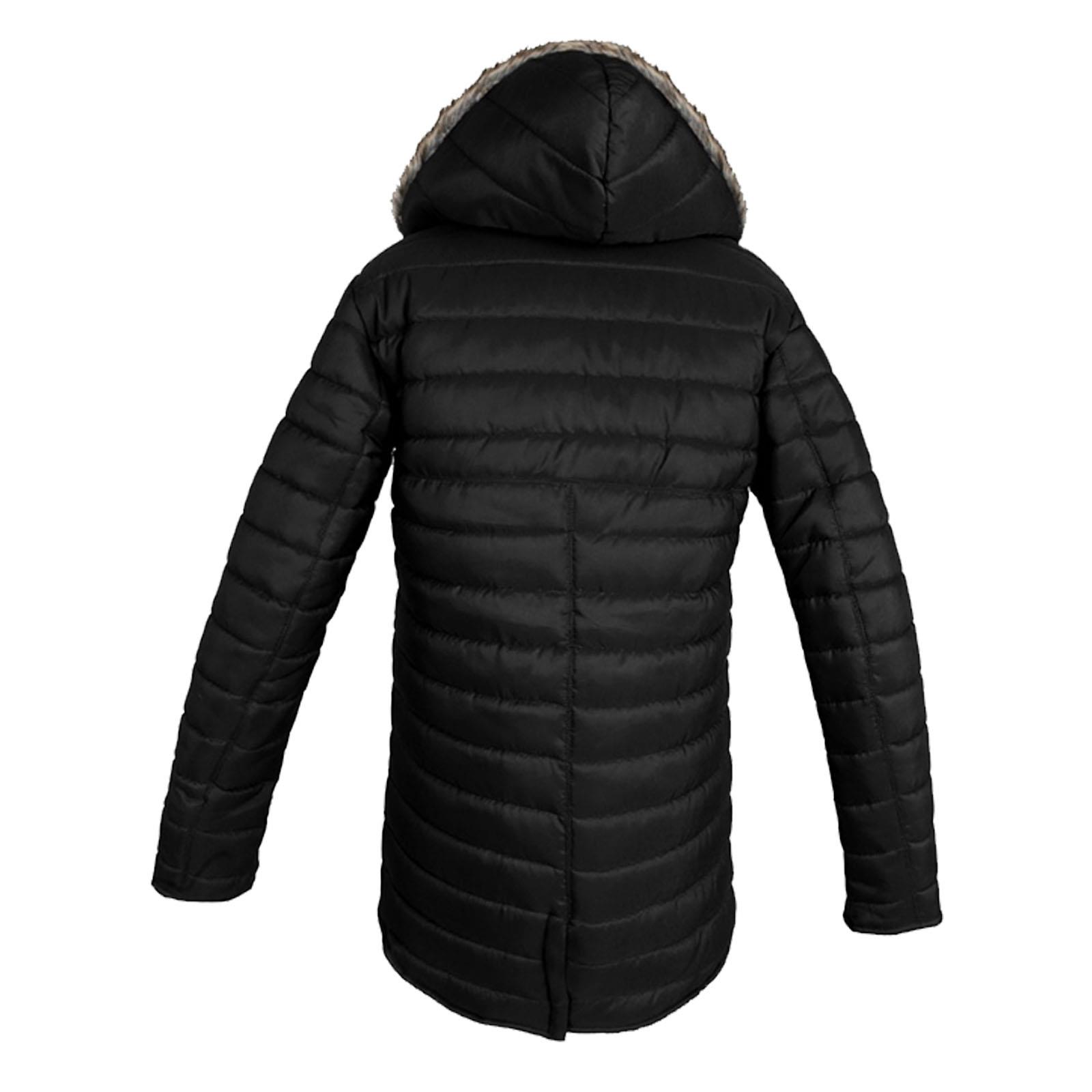 Women Faux Fur Quilted Padded Puffer Jacket Ladies Warm Zip Up Hooded Parka Coat