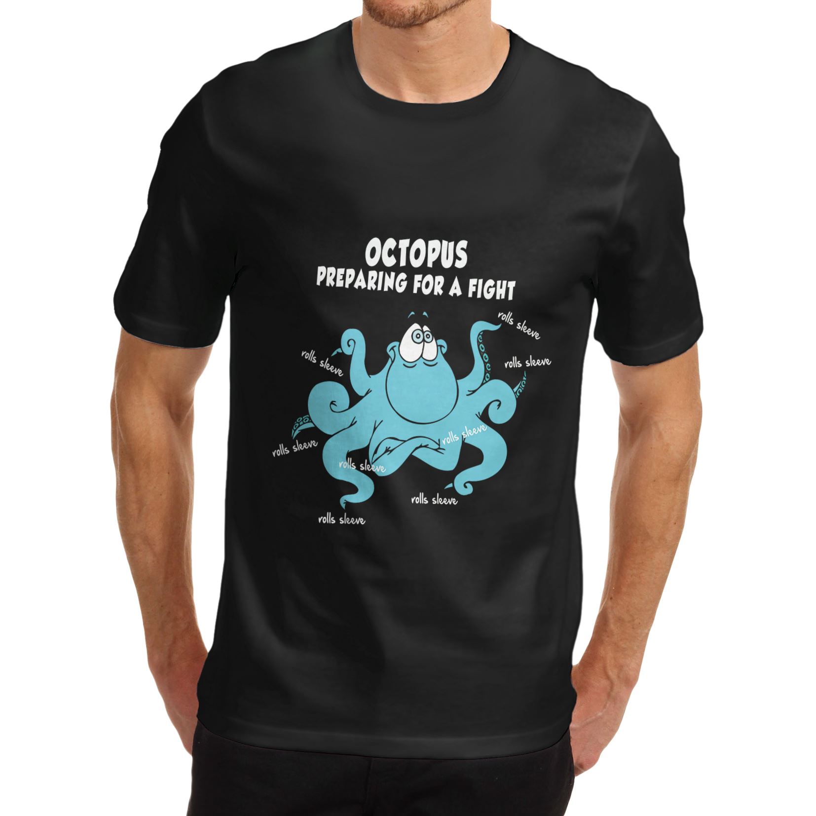 Men/'s Octopus Preparing For A Fight Cotton Novelty Funny T-Shirt