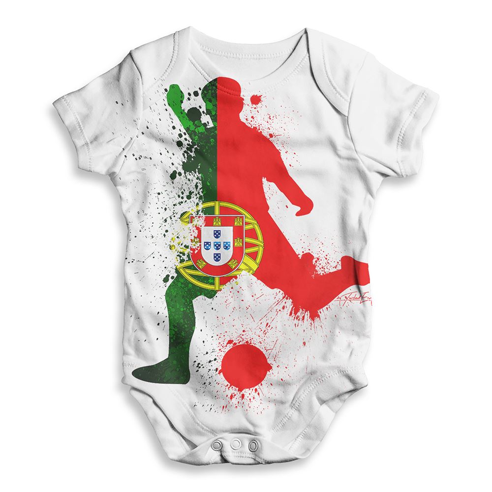 Impresión de todas partes Bebé Body Fútbol silueta Portugal babygrow