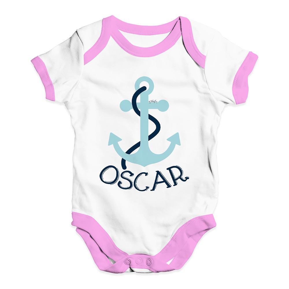 Twisted Envy Personalised Blue Anchor Baby Unisex Funny Baby Grow Bodysuit