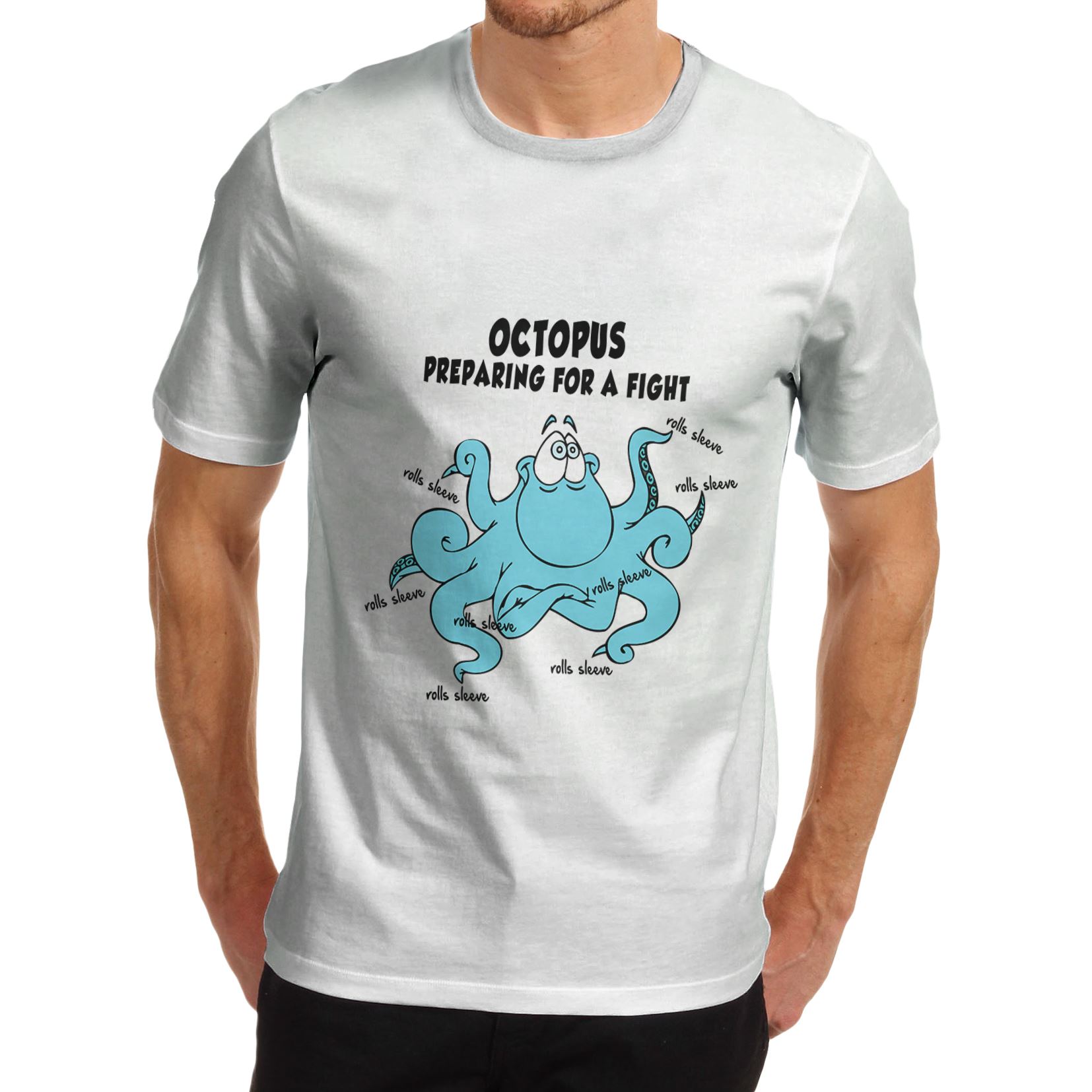 Men/'s Octopus Preparing For A Fight Cotton Novelty Funny T-Shirt