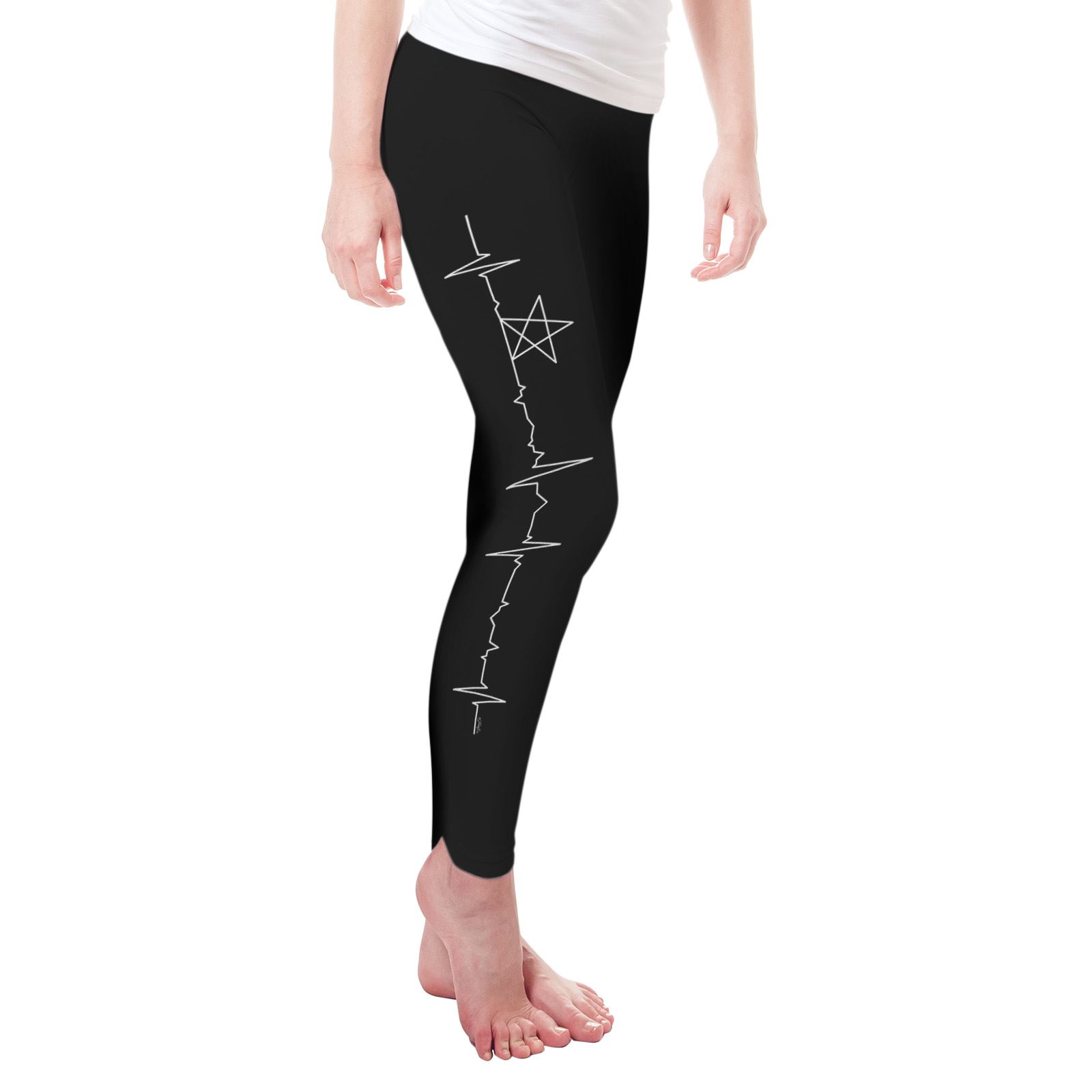 Twisted Envy Star Heart Beat Line Cardiogram Women/'s Funny Leggings