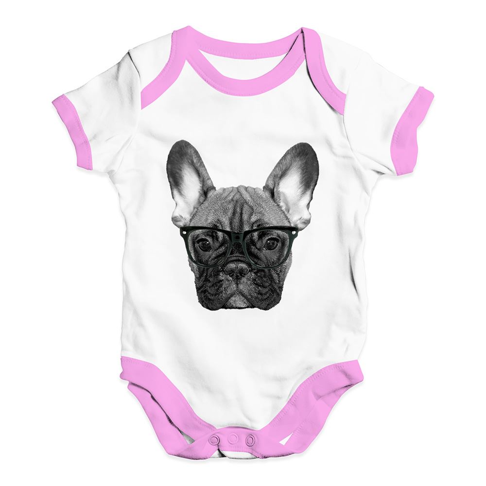 Twisted Envy Hipster French Bulldog Nerdy Baby Unisex Funny Baby Grow Bodysuit