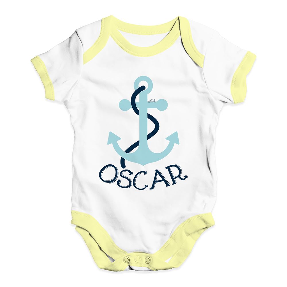 Twisted Envy Personalised Blue Anchor Baby Unisex Funny Baby Grow Bodysuit