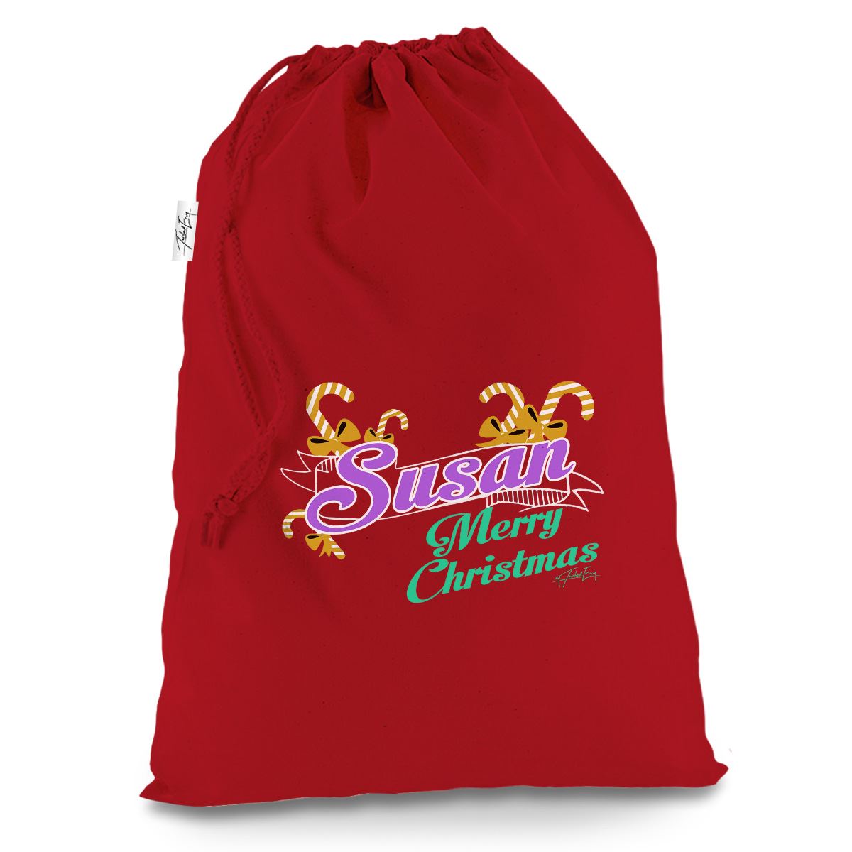personalised candy canes stocking red christmas present santa