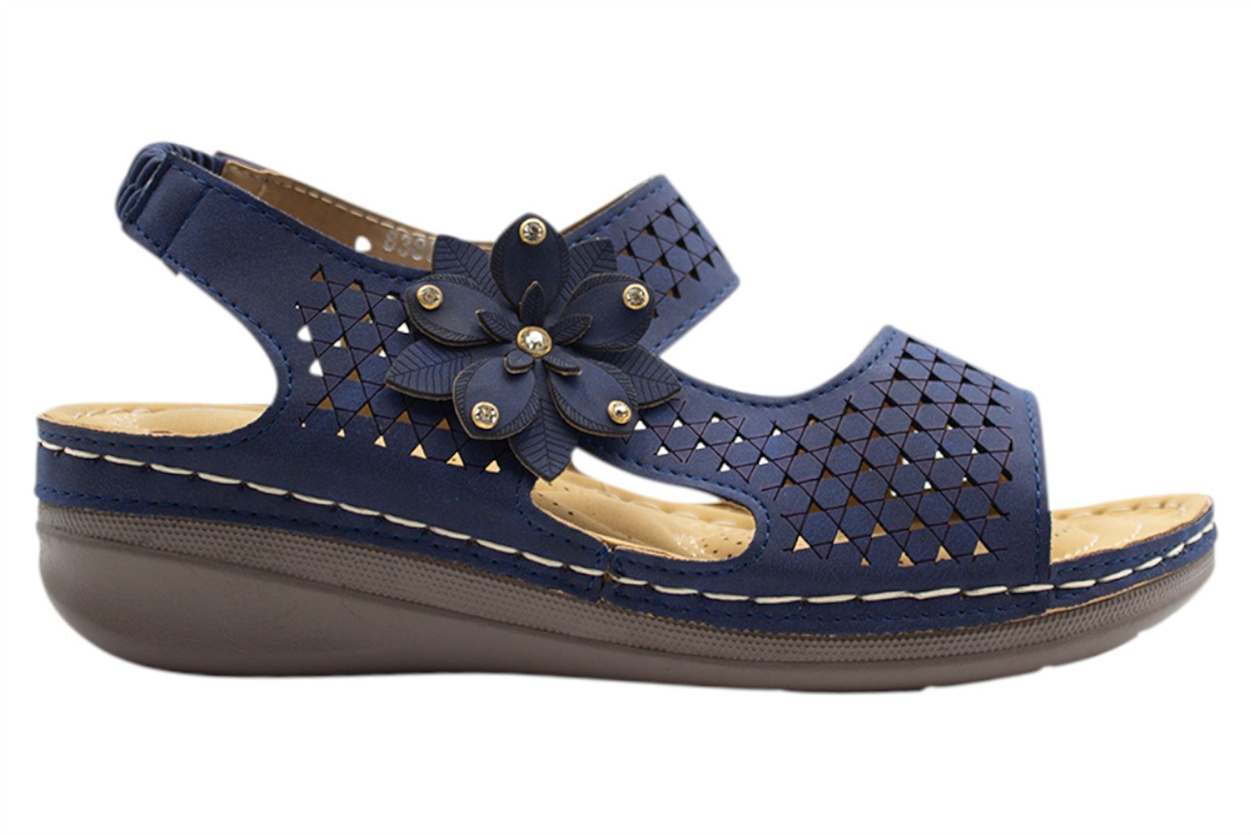 Womens Wedge Heel Sandal Ladies Comfort Cushion Strapy Summer Beach Casual Wear