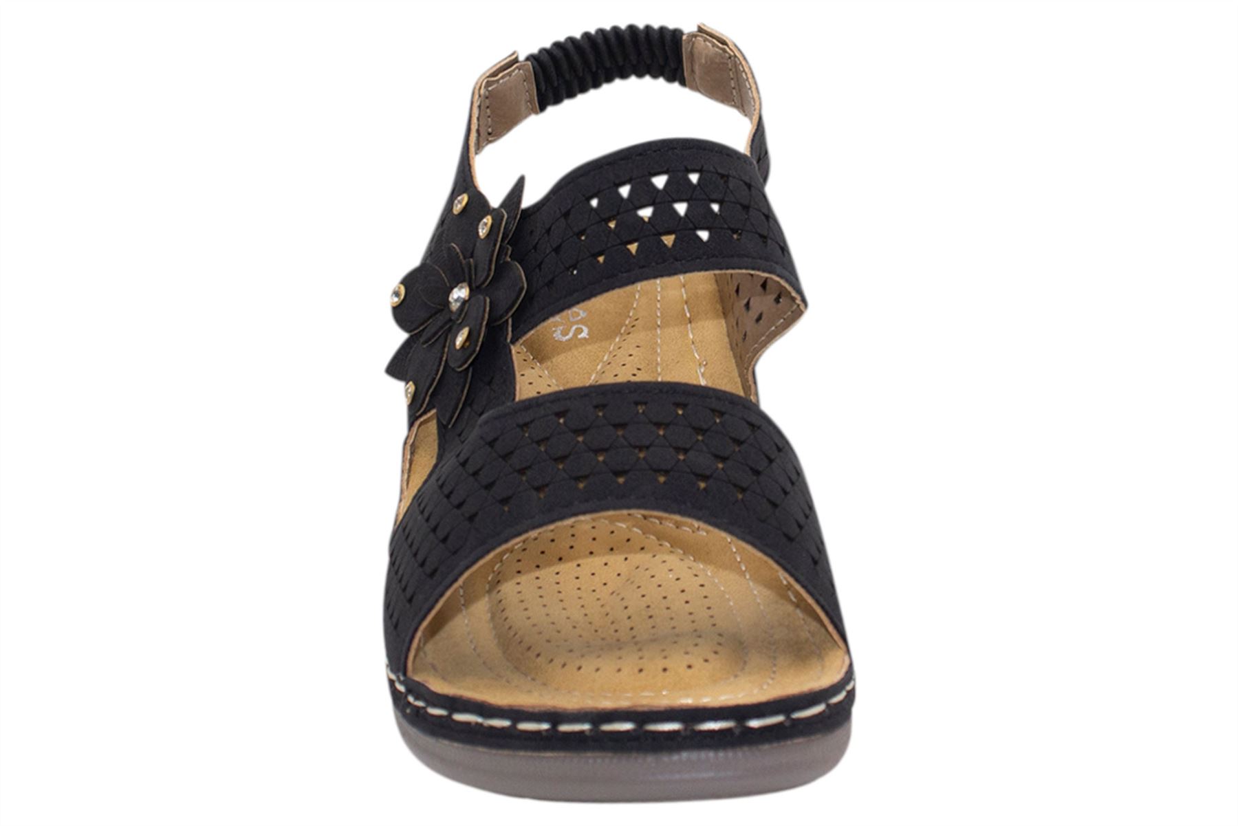 Womens Wedge Heel Sandal Ladies Comfort Cushion Strapy Summer Beach Casual Wear