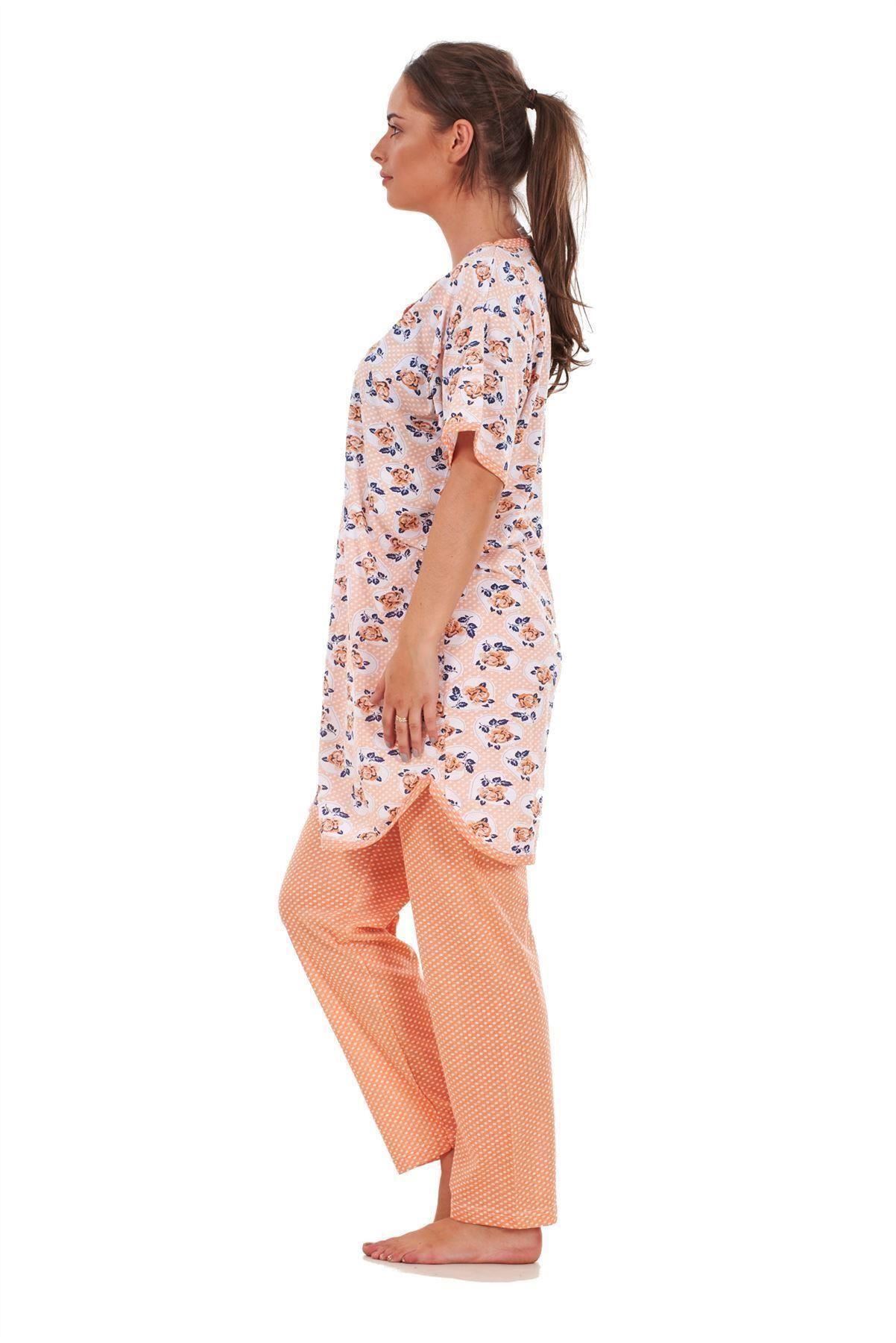 Ladies Pyjama Set 100/% Cotton Rose Heart Printed Crewneck Soft Loungewear M-XXXL