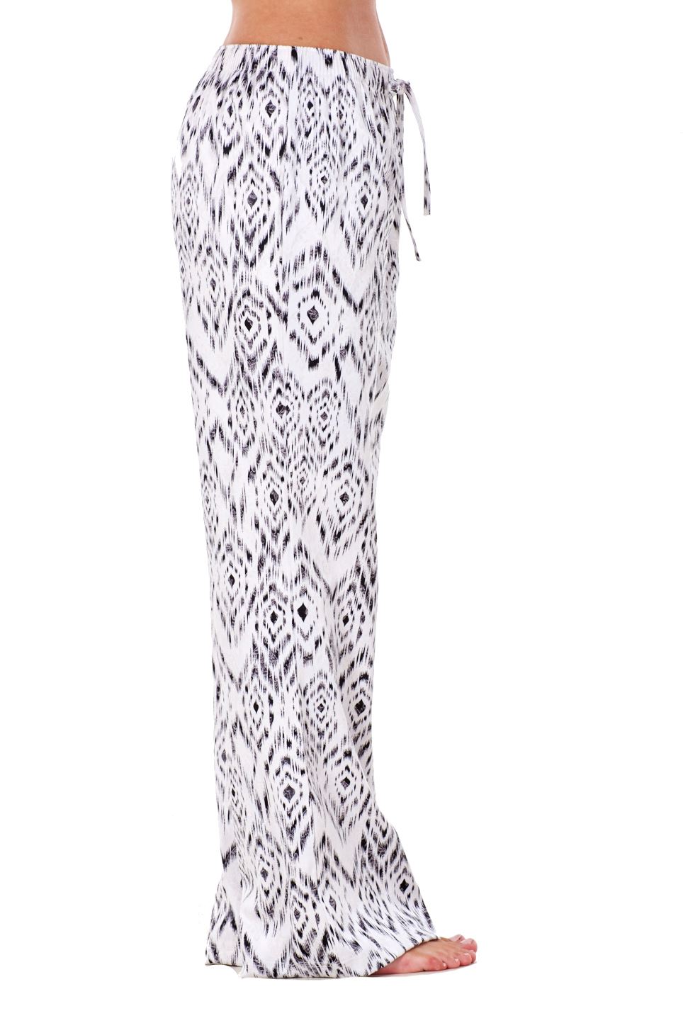 New Ladies Printed Trouser Cotton Elasticated Wide Loose fit Casual Pant M-XXL