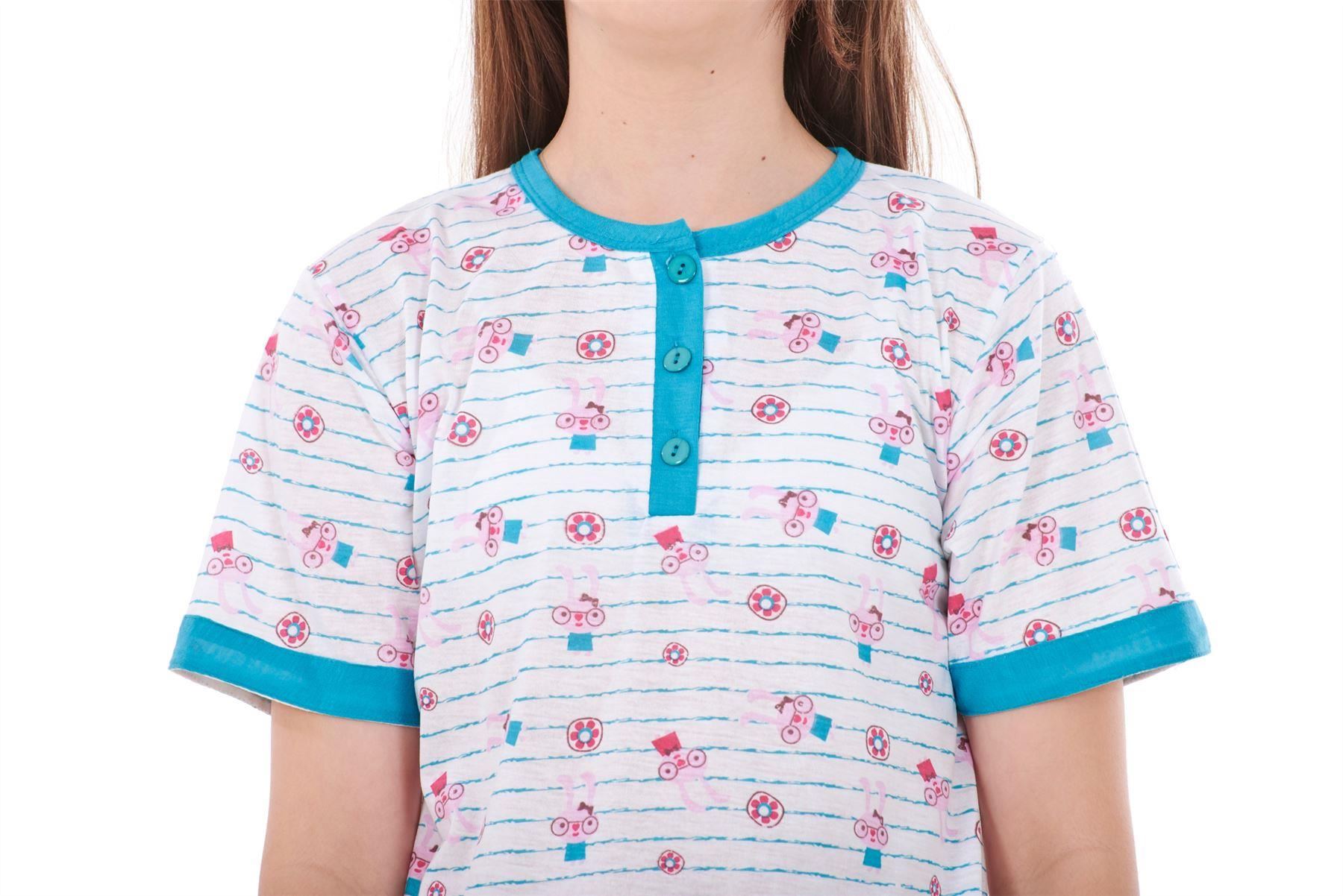 New Girls Kids Pyjamas Bunny Puppy Print Short Sleeve Soft Nightwear Year 4 to14