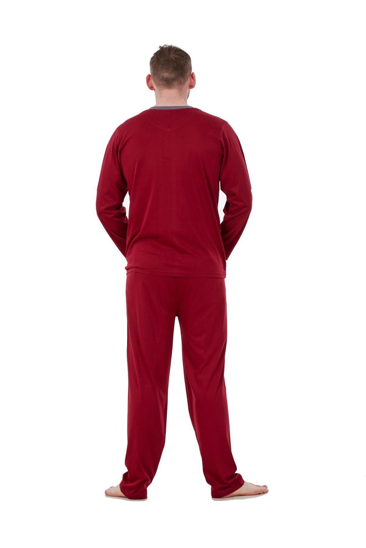 New Mens Pyjama Set Aztec Rich Cotton Henley Style Lounge Sleepwear PJs M To 3XL