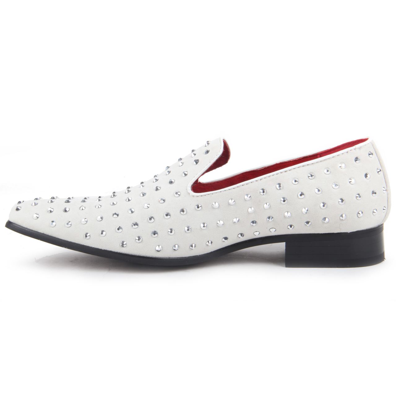 Men Gentleman Faux Suede Slip On Studded Shoes Leather Lined Rhinestones Loafers